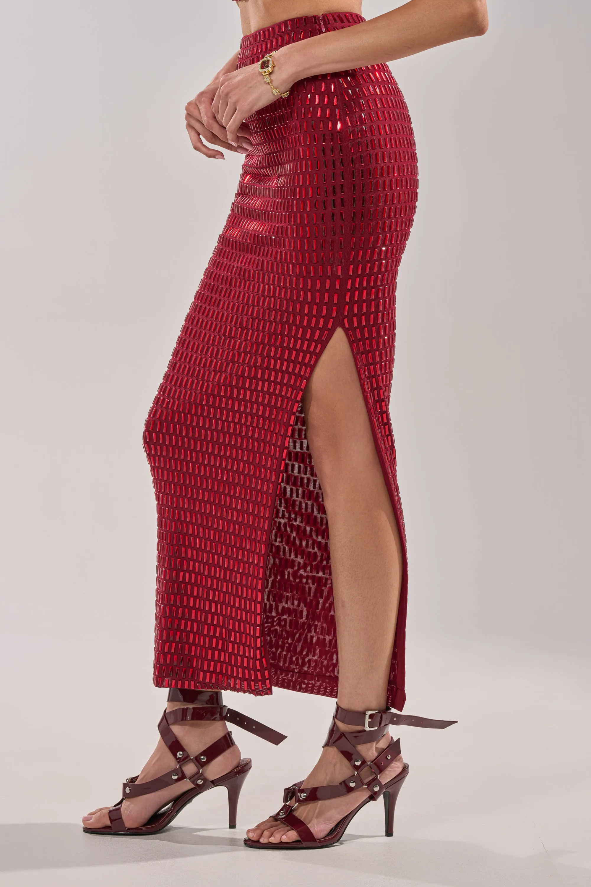 FALLING IN LOVE RHINESTONE MAXI SKIRT sold by AKIRA product image thumbnail 4