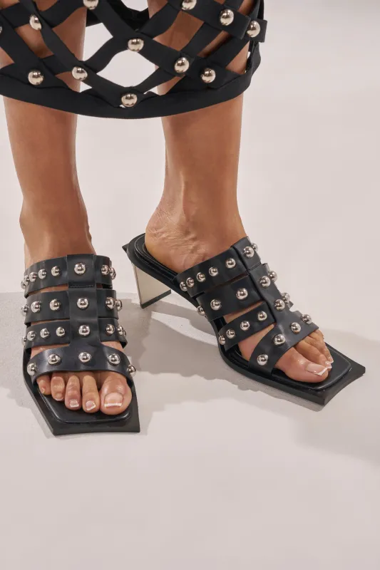 AZALEA WANG VANDAL BLACK NOVELTY HEEL SANDAL sold by AKIRA