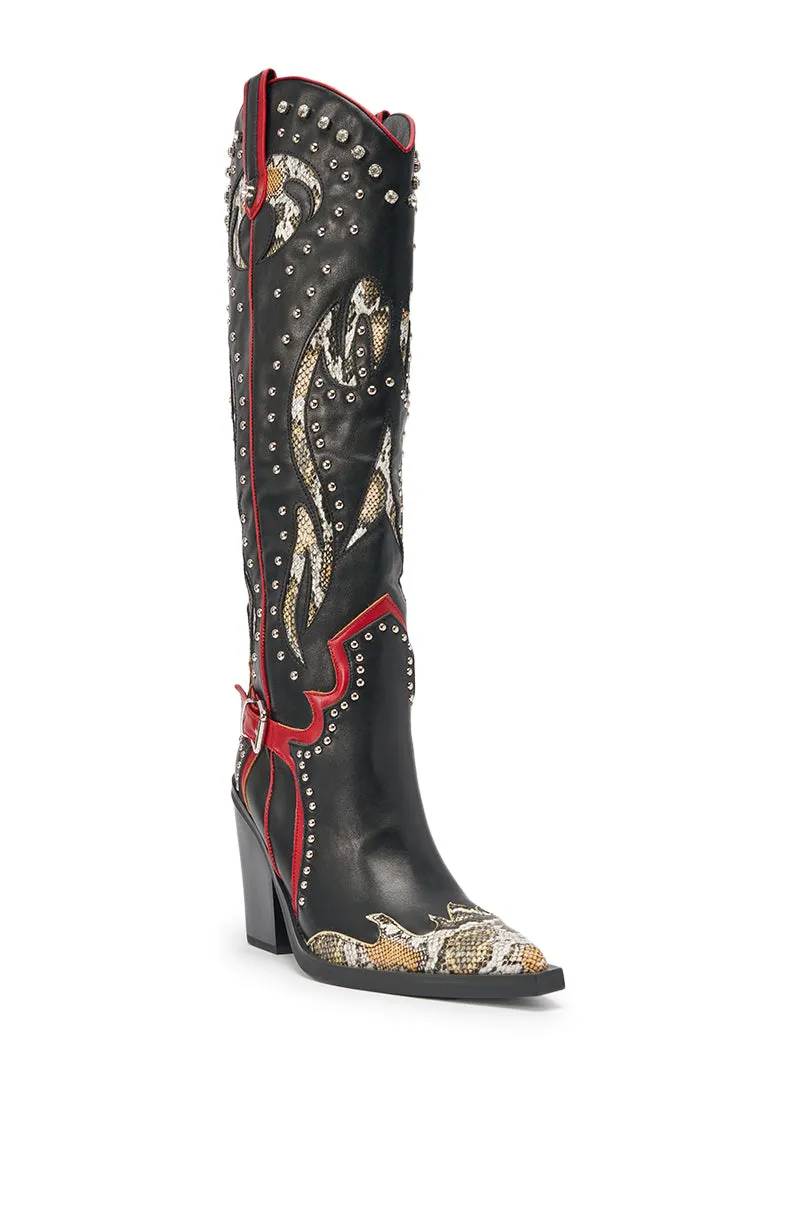 AZALEA WANG HYPERION BLACK MULTI COLOR WESTERN STUD BOOT sold by AKIRA product image thumbnail 5