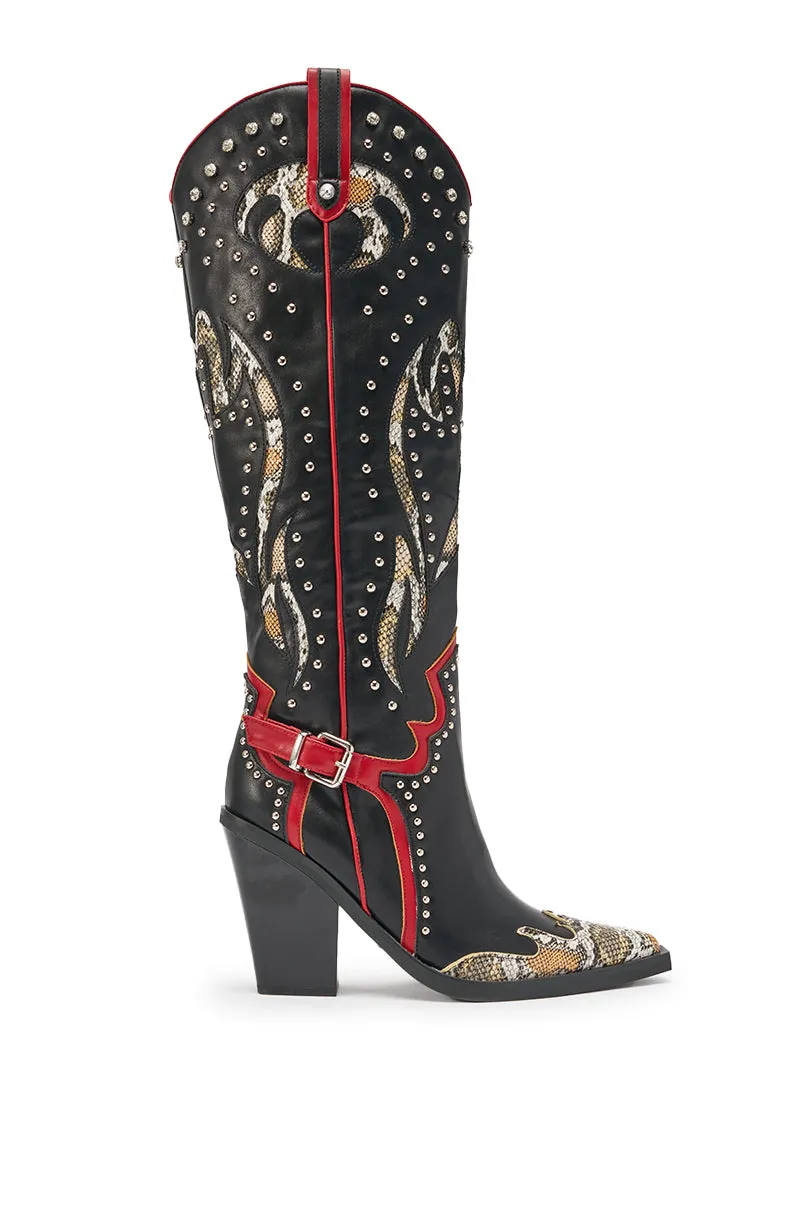 AZALEA WANG HYPERION BLACK MULTI COLOR WESTERN STUD BOOT sold by AKIRA product image thumbnail 4