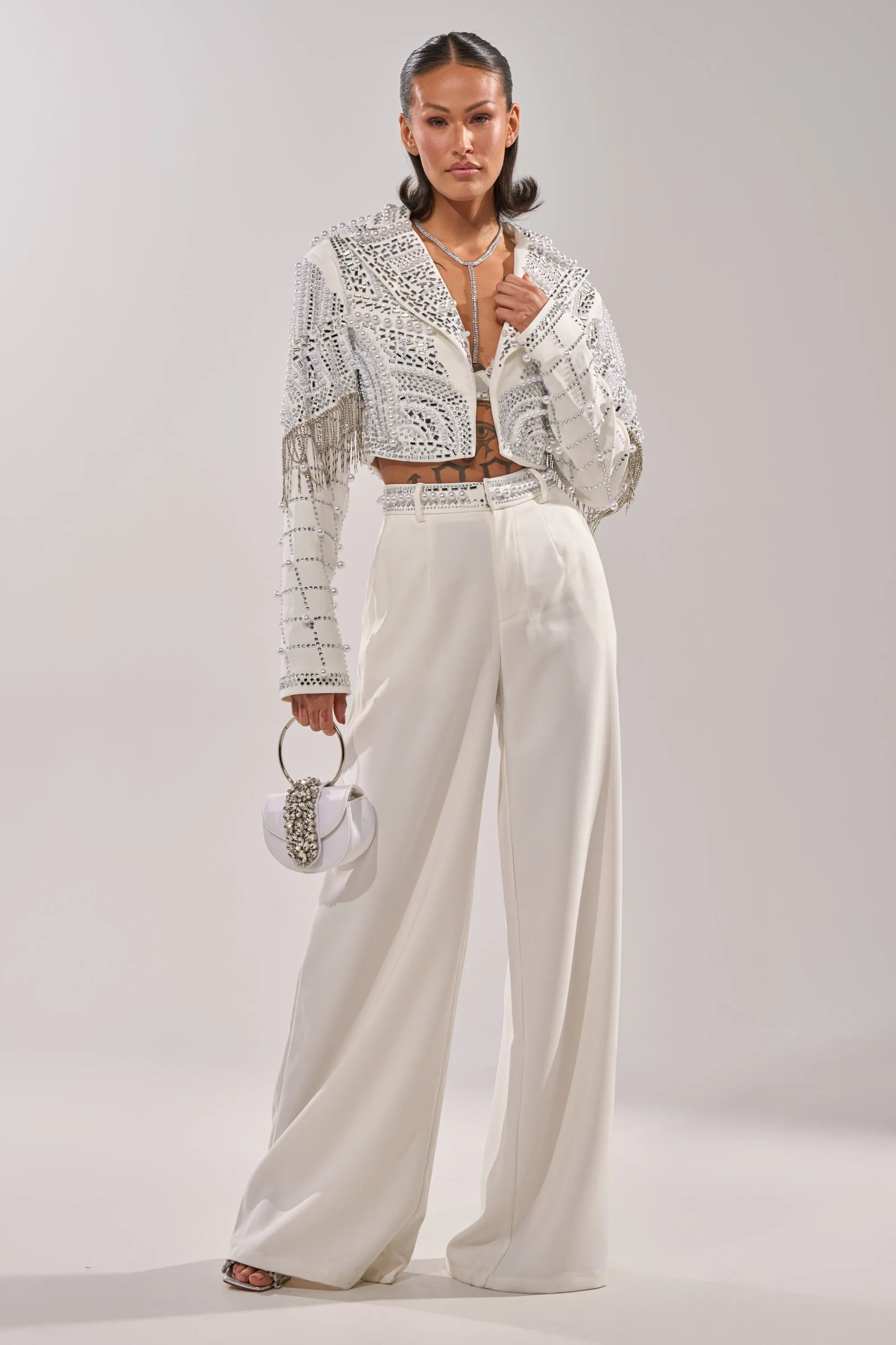 DIRTY MARTINI EMBELLISHED TROUSER IN WHITE sold by AKIRA