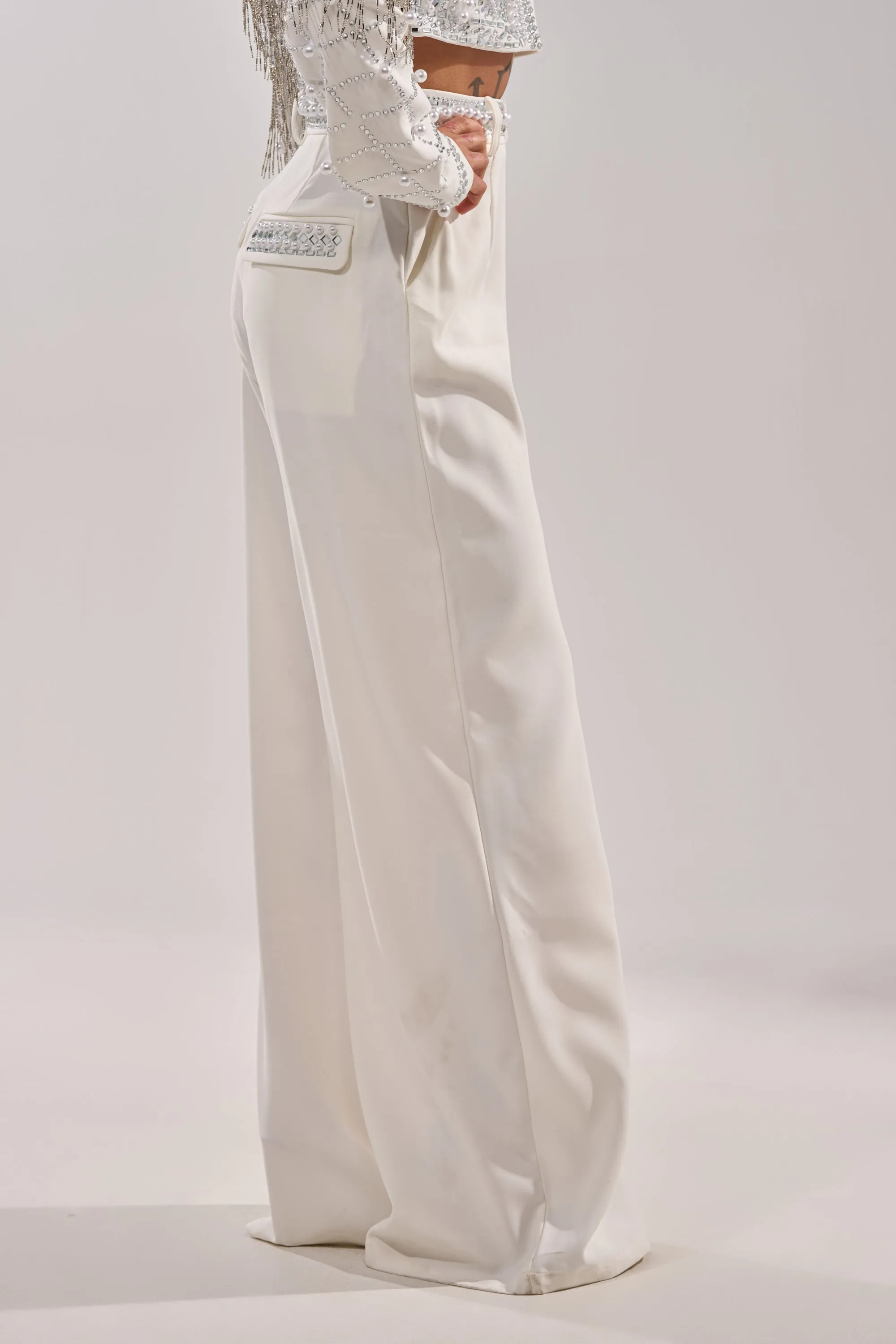 DIRTY MARTINI EMBELLISHED TROUSER IN WHITE sold by AKIRA product image thumbnail 4