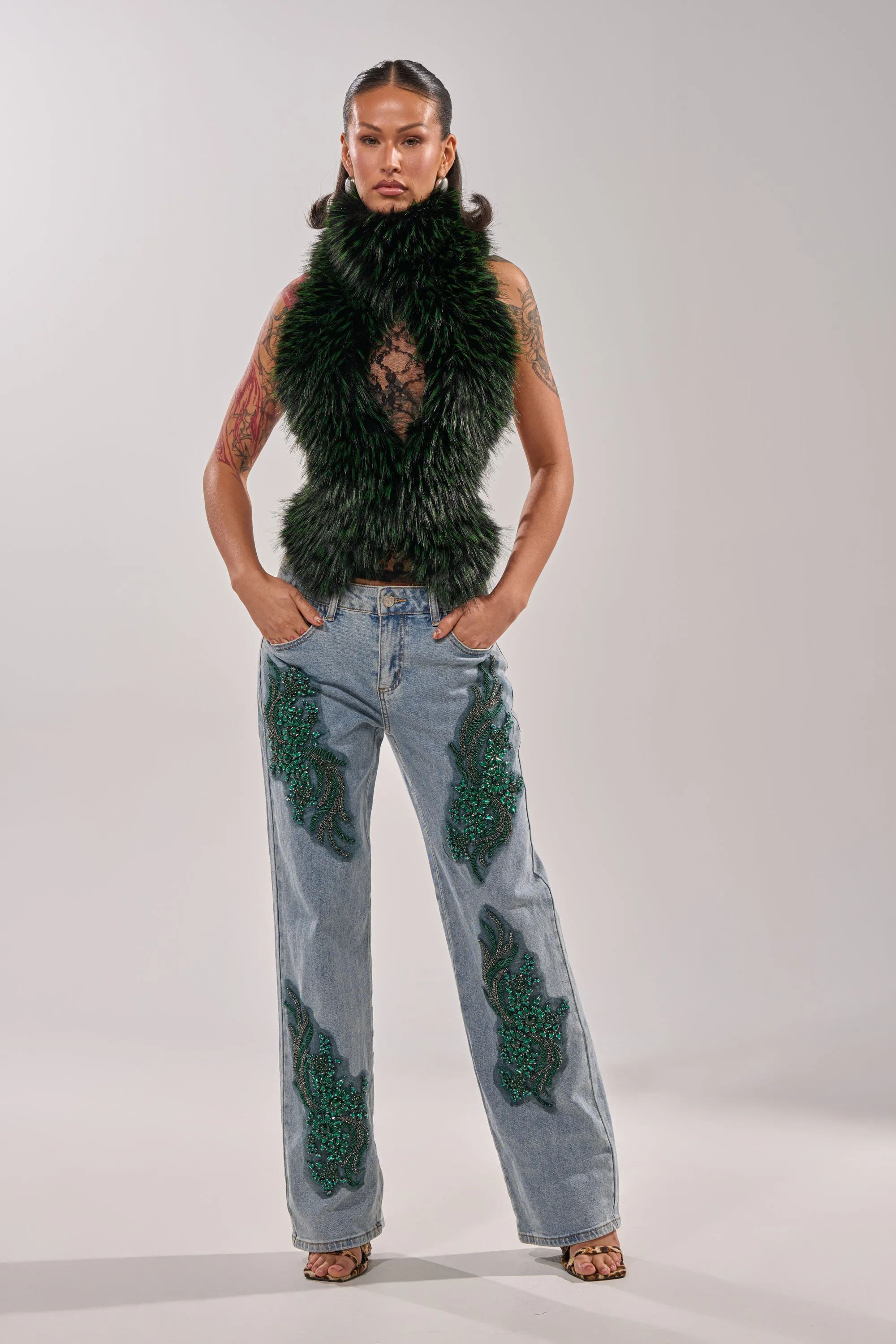 BILLIONAIRE BELLE RHINESTONE JEANS sold by AKIRA