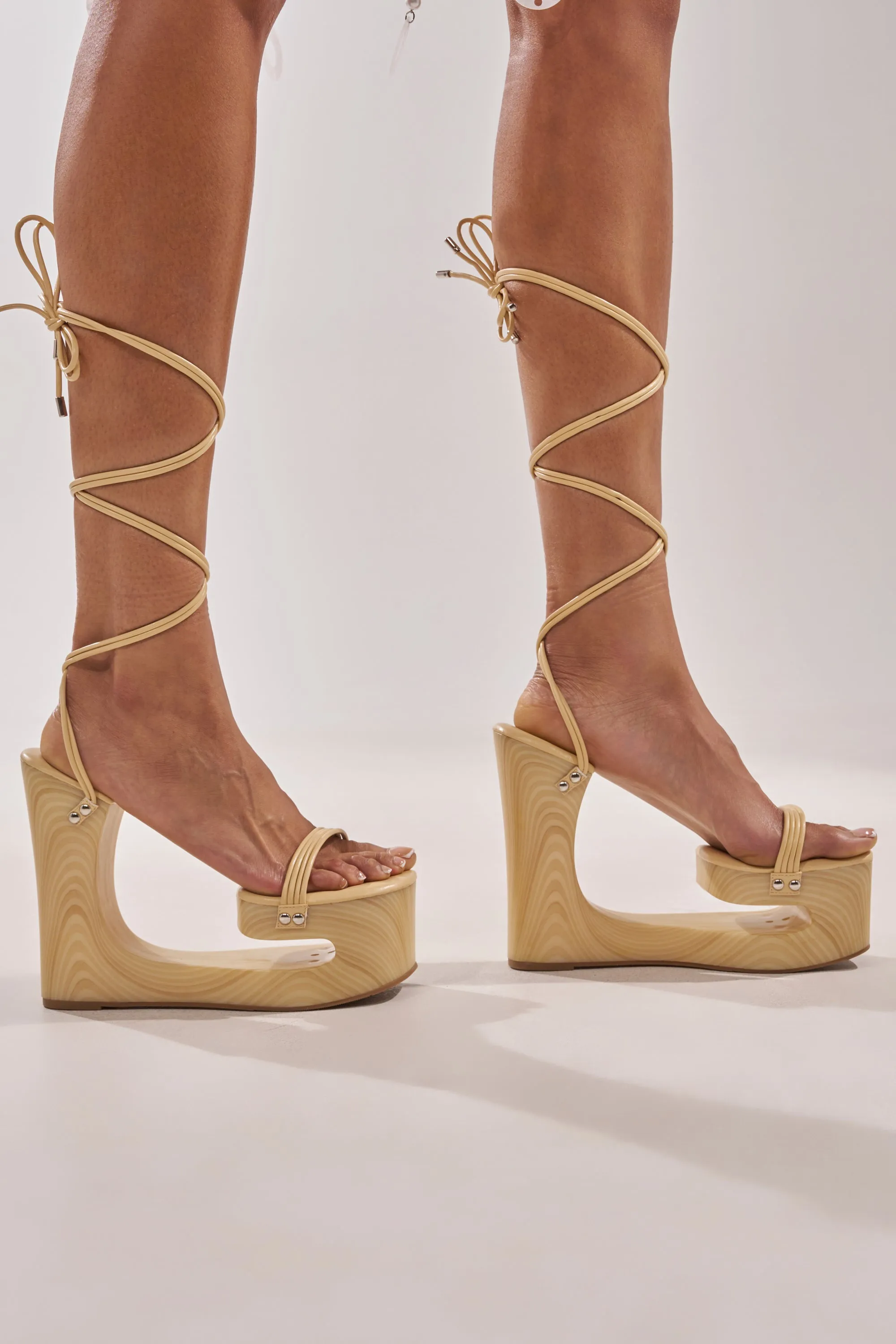 AZALEA WANG CIPRIANO BEIGE STRAP EMPTY WEDGE SANDAL sold by AKIRA product image thumbnail 4