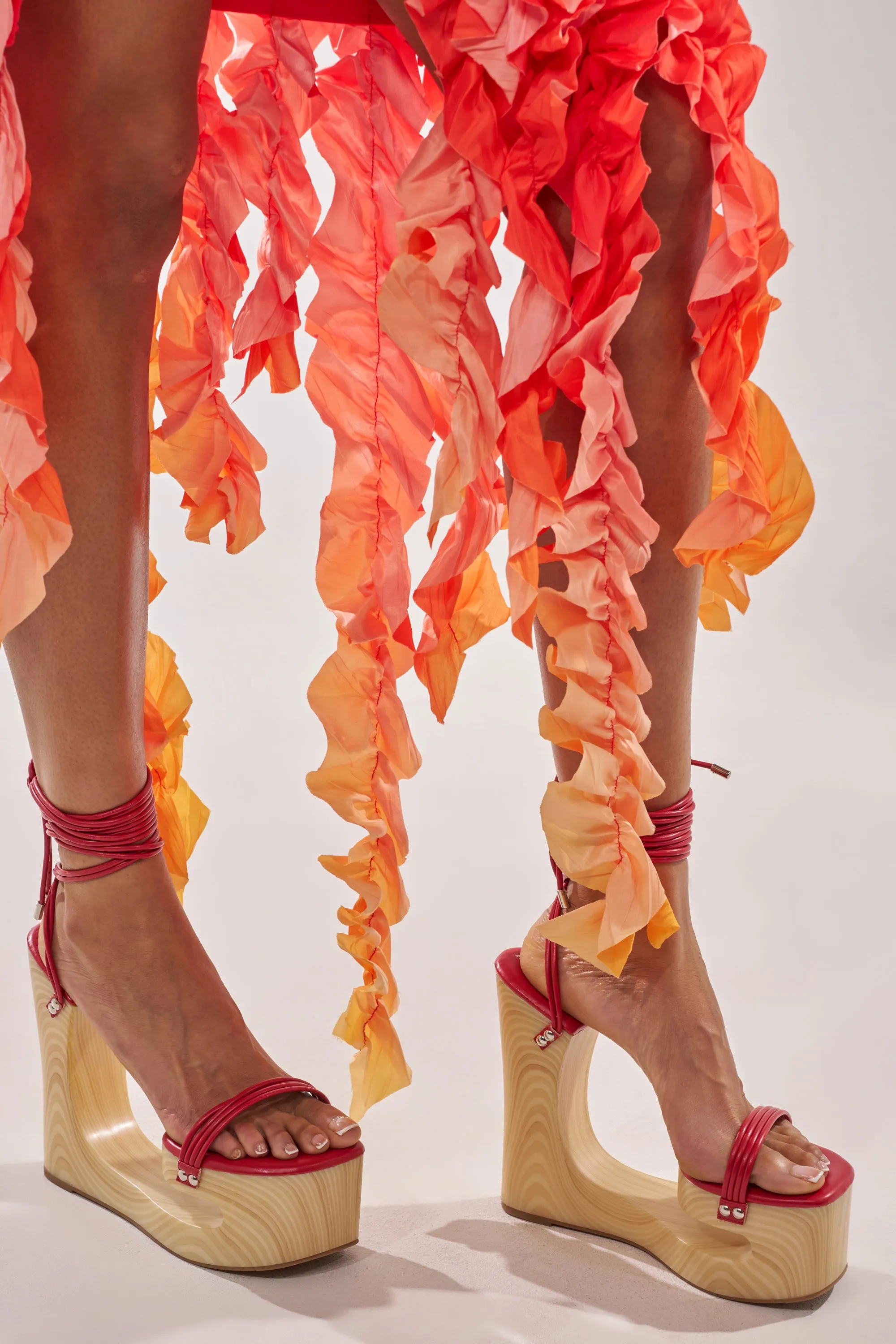 AZALEA WANG CIPRIANO RED STRAP EMPTY WEDGE SANDAL sold by AKIRA product image thumbnail 3