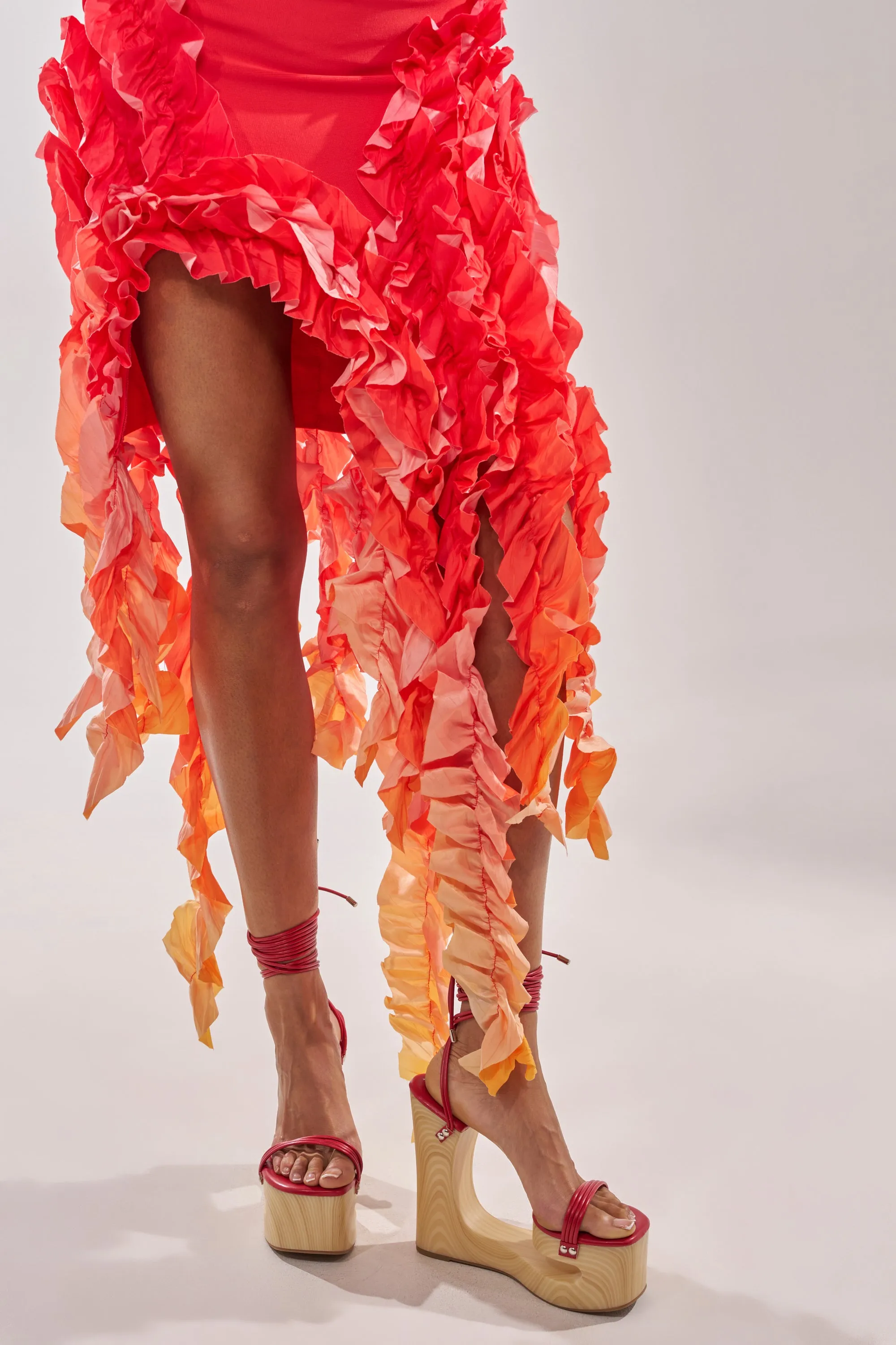 AZALEA WANG CIPRIANO RED STRAP EMPTY WEDGE SANDAL sold by AKIRA product image thumbnail 2