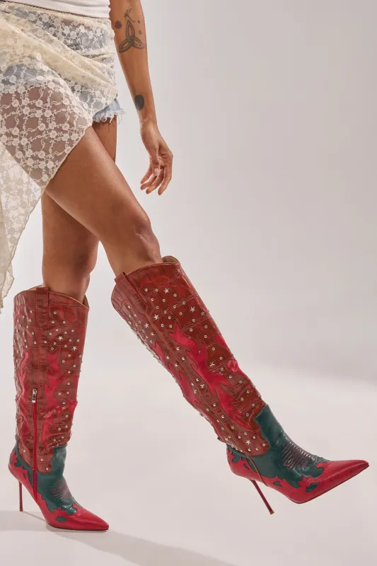 AZALEA WANG KALPANAS MULTI WESTERN STILETTO BOOT made by Azalea Wang