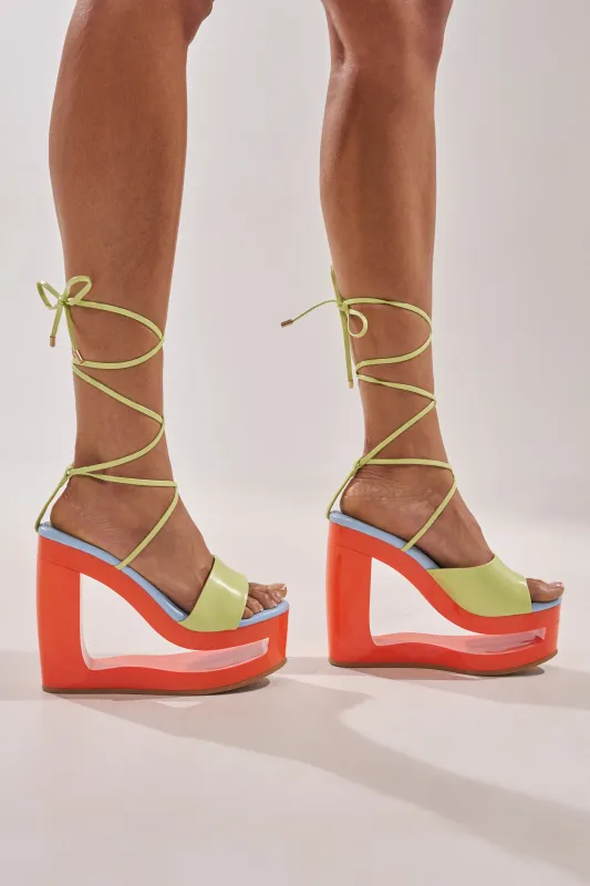 AZALEA WANG TAFFY MULTI NOVELTY WEDGE MULE SANDAL sold by AKIRA