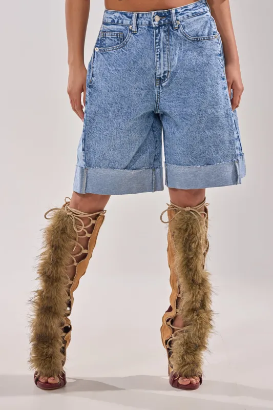 GONE BAD DENIM BERMUDA SHORT sold by AKIRA