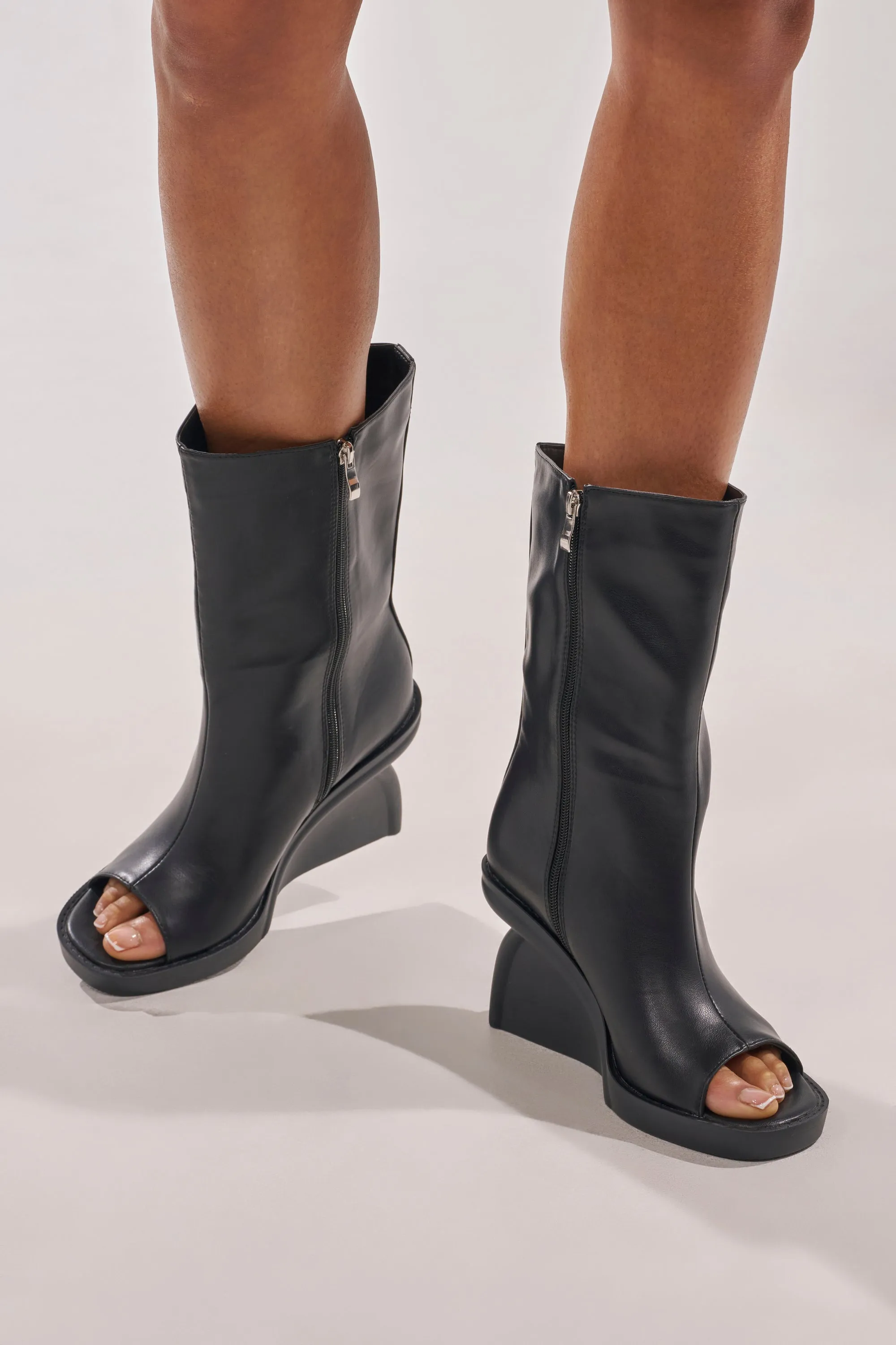 AZALEA WANG NOLIA BLACK NOVELTY WEDGE BOOTIE sold by AKIRA product image thumbnail 2