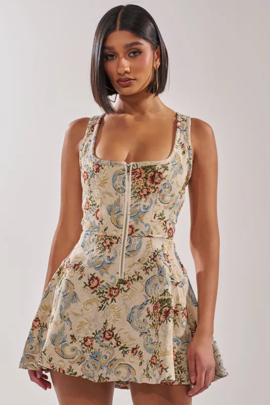 MATCH POINT MINI DRESS IN LIGHT BROCADE sold by AKIRA