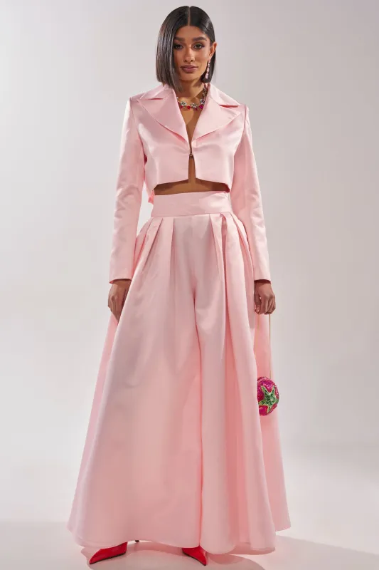 LILA SATIN WIDE LEG PANT made by AKIRA