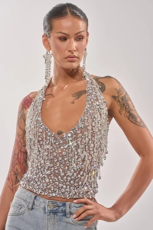 HOTTEST ON THE BLOCK RHINESTONE BLOUSE made by AKIRA
