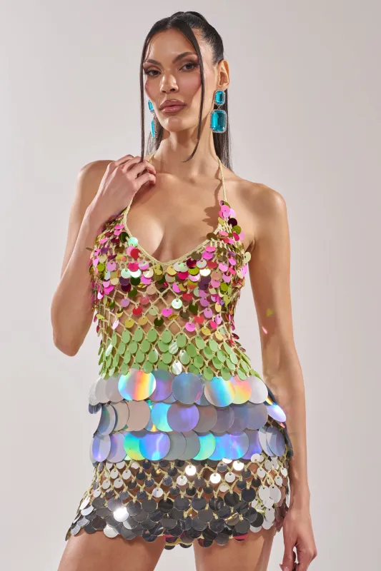 MAKE IT TO THE MORNING CROCHET MINI DRESS made by AKIRA