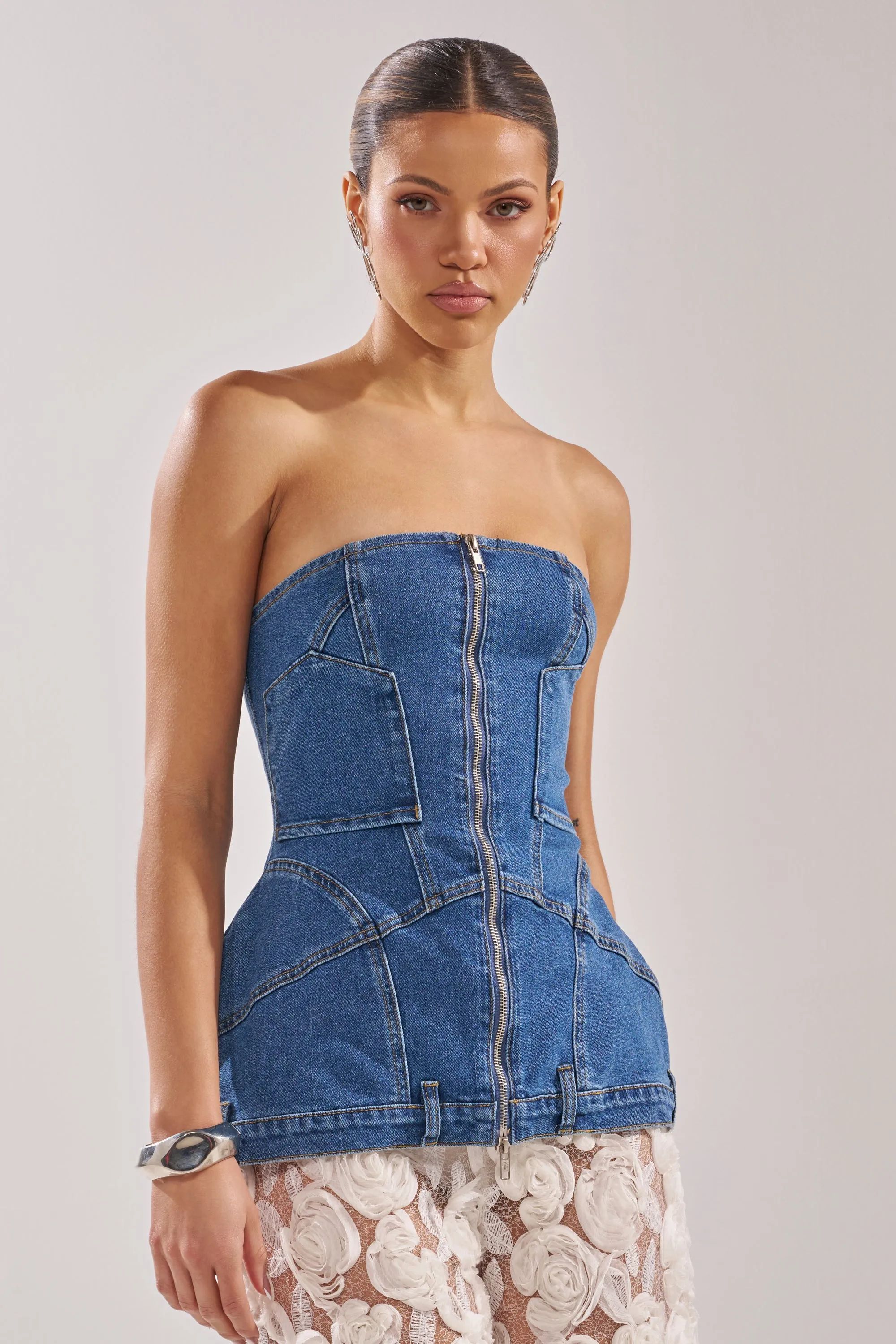 UPSIDE DOWN DENIM CORSET sold by AKIRA product image thumbnail 5