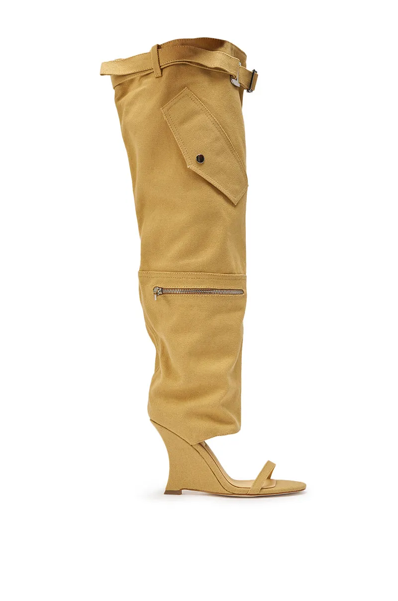 AZALEA WANG ANOUK KHAKI SPORT WEDGE BOOT sold by AKIRA product image thumbnail 4