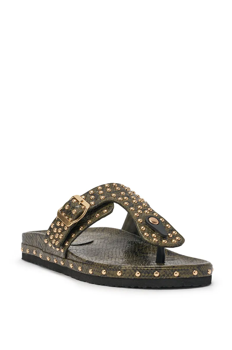 AZALEA WANG DAISY CHAIN GREEN SNAKE STUDDED FLAT SANDAL sold by AKIRA product image thumbnail 5