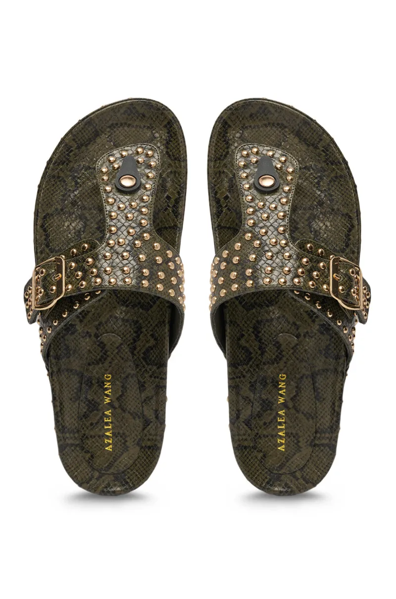 AZALEA WANG DAISY CHAIN GREEN SNAKE STUDDED FLAT SANDAL sold by AKIRA product image thumbnail 4