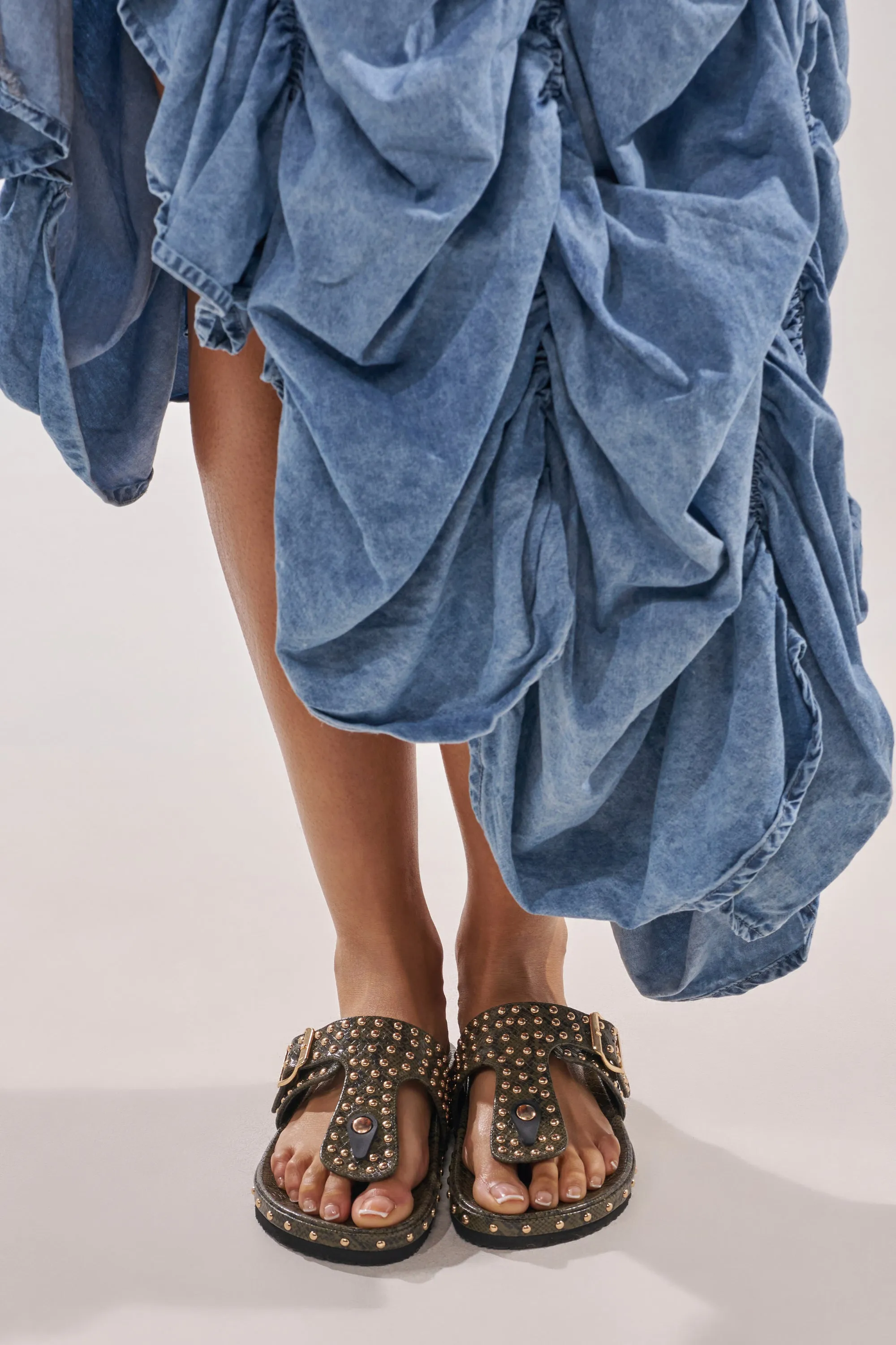 AZALEA WANG DAISY CHAIN GREEN SNAKE STUDDED FLAT SANDAL sold by AKIRA product image thumbnail 2