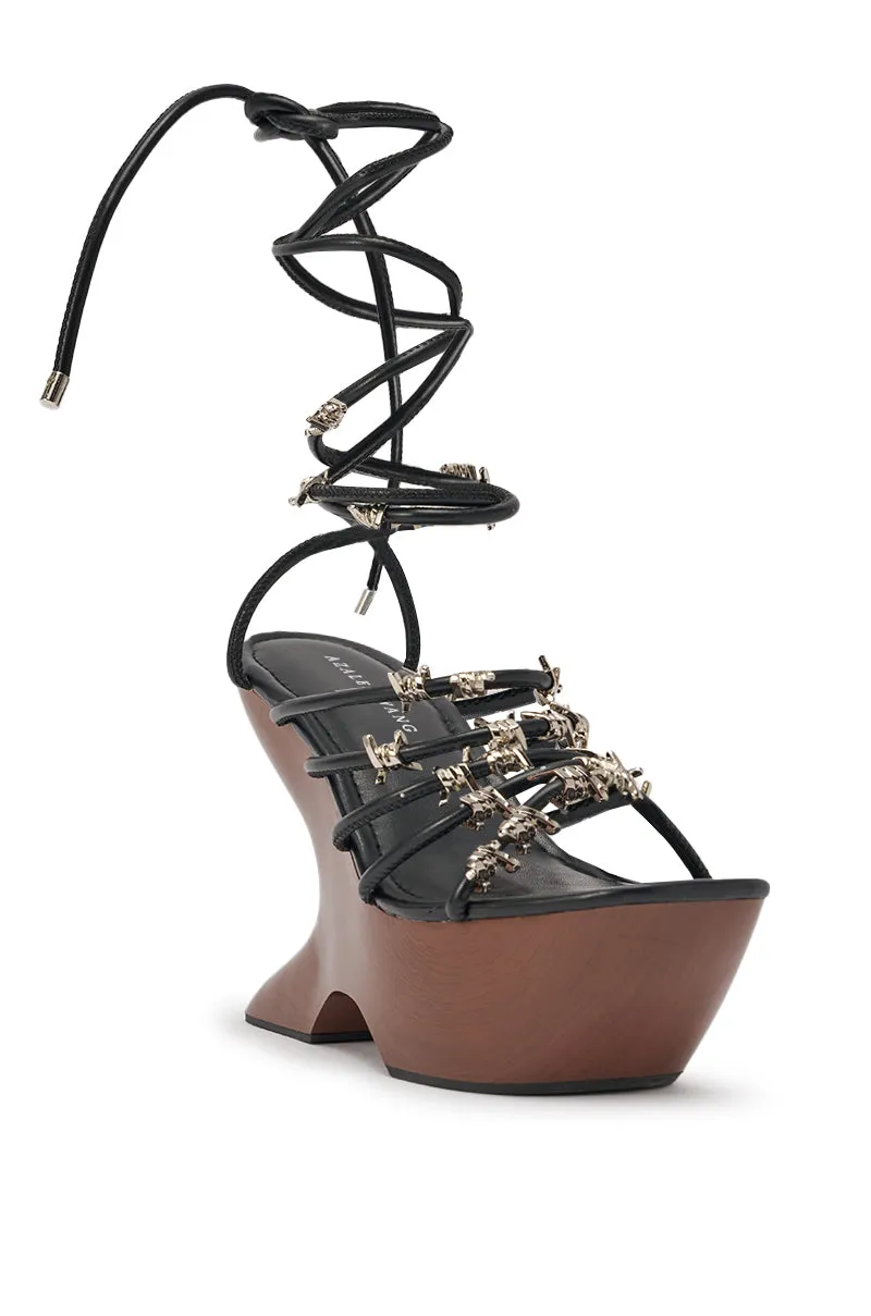 AKIRA GOLD BARRICADE BLACK SILVER HARDWARE NOVELTY WEDGE SANDAL sold by AKIRA product image thumbnail 5