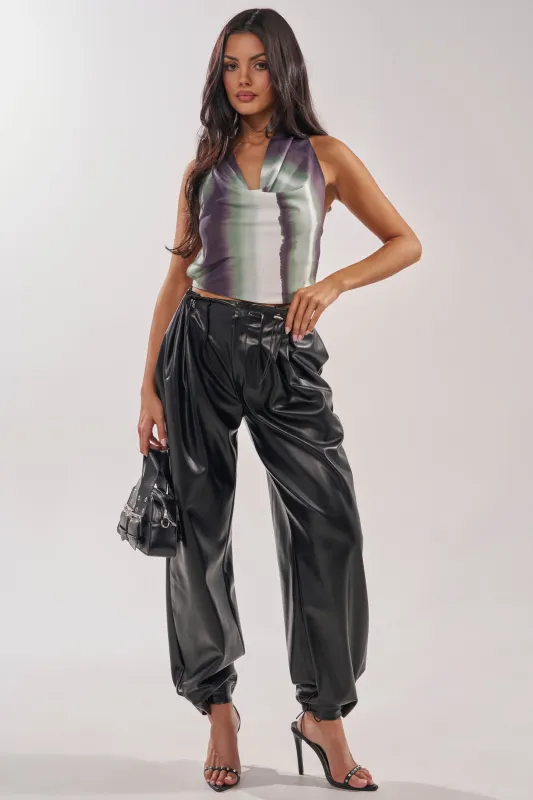 ON TOP OF IT FAUX LEATHER TROUSER made by AKIRA