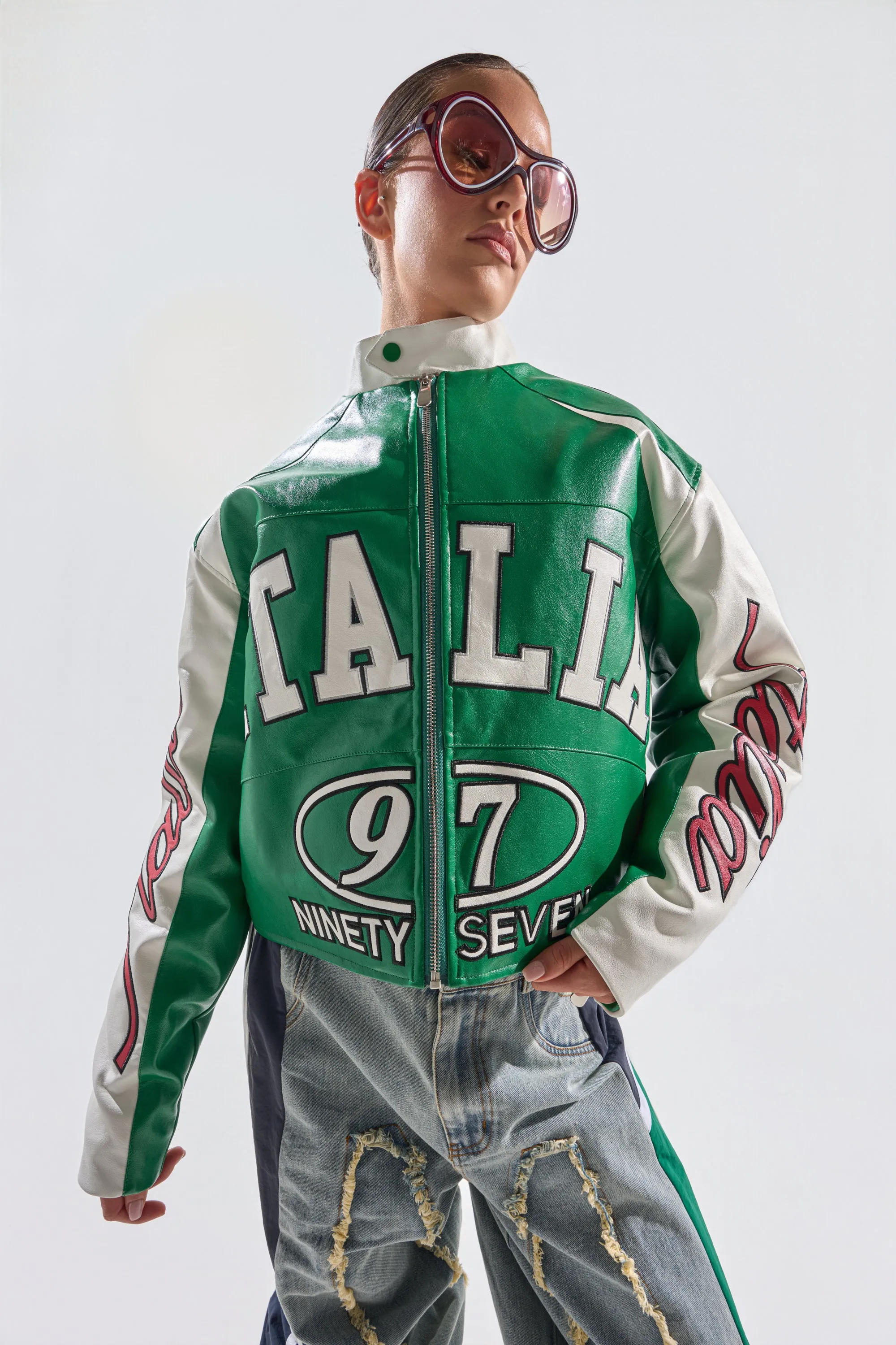 CATCHING FLIGHTS EMBROIDERED BOMBER sold by AKIRA product image thumbnail 3