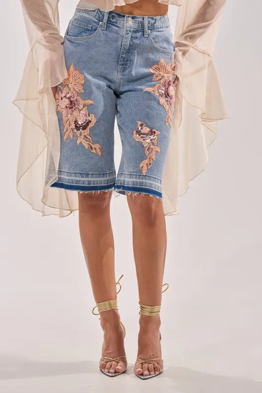 TRY ME DENIM BERMUDA SHORT sold by AKIRA