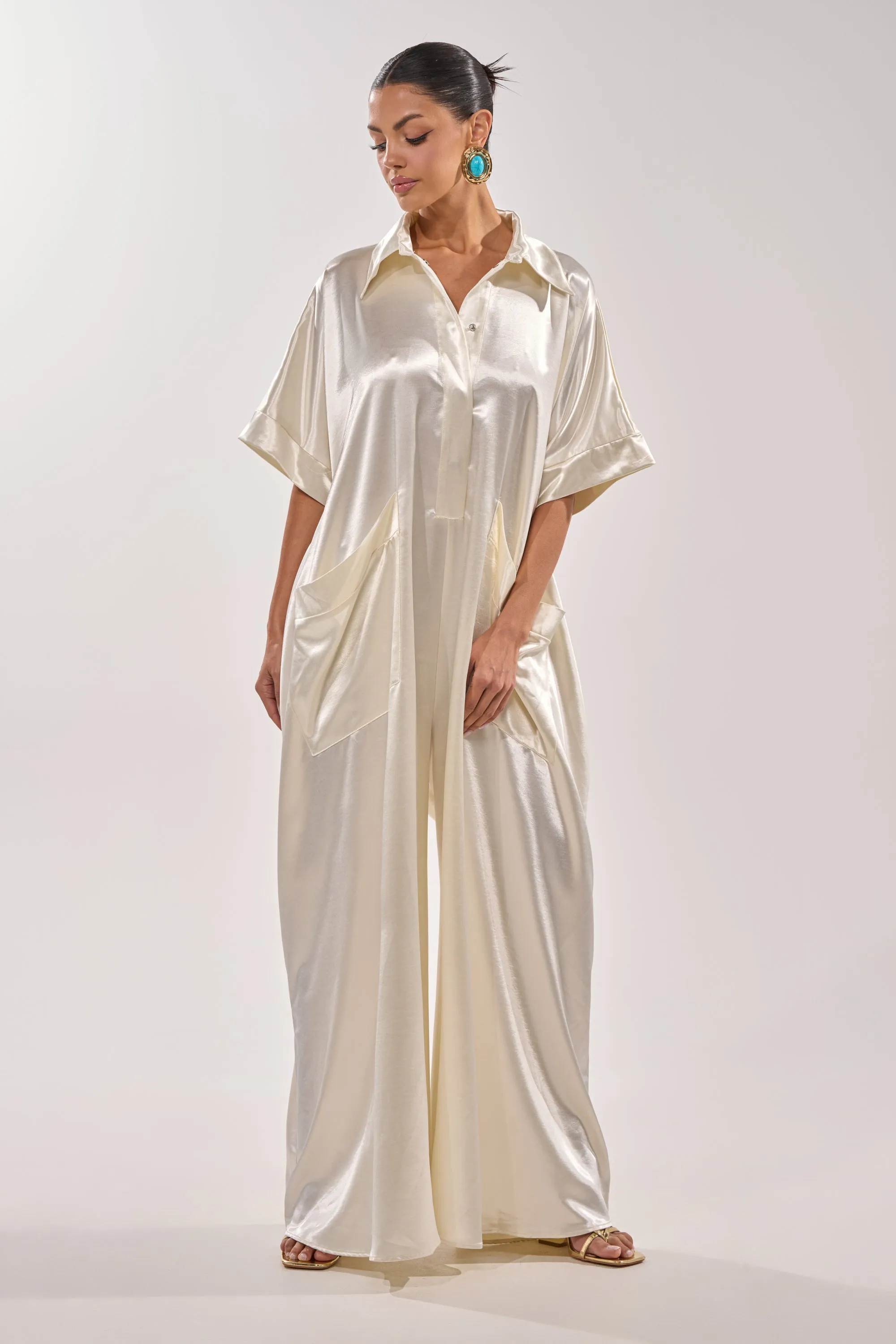 SHE'S RICH OVERSIZED JUMPSUIT IN LUXE CREAM sold by AKIRA product image thumbnail 5