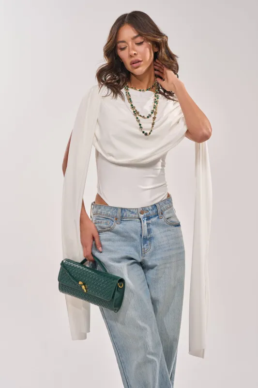 HILLARY SEAMLESS BODYSUIT IN IVORY made by AKIRA