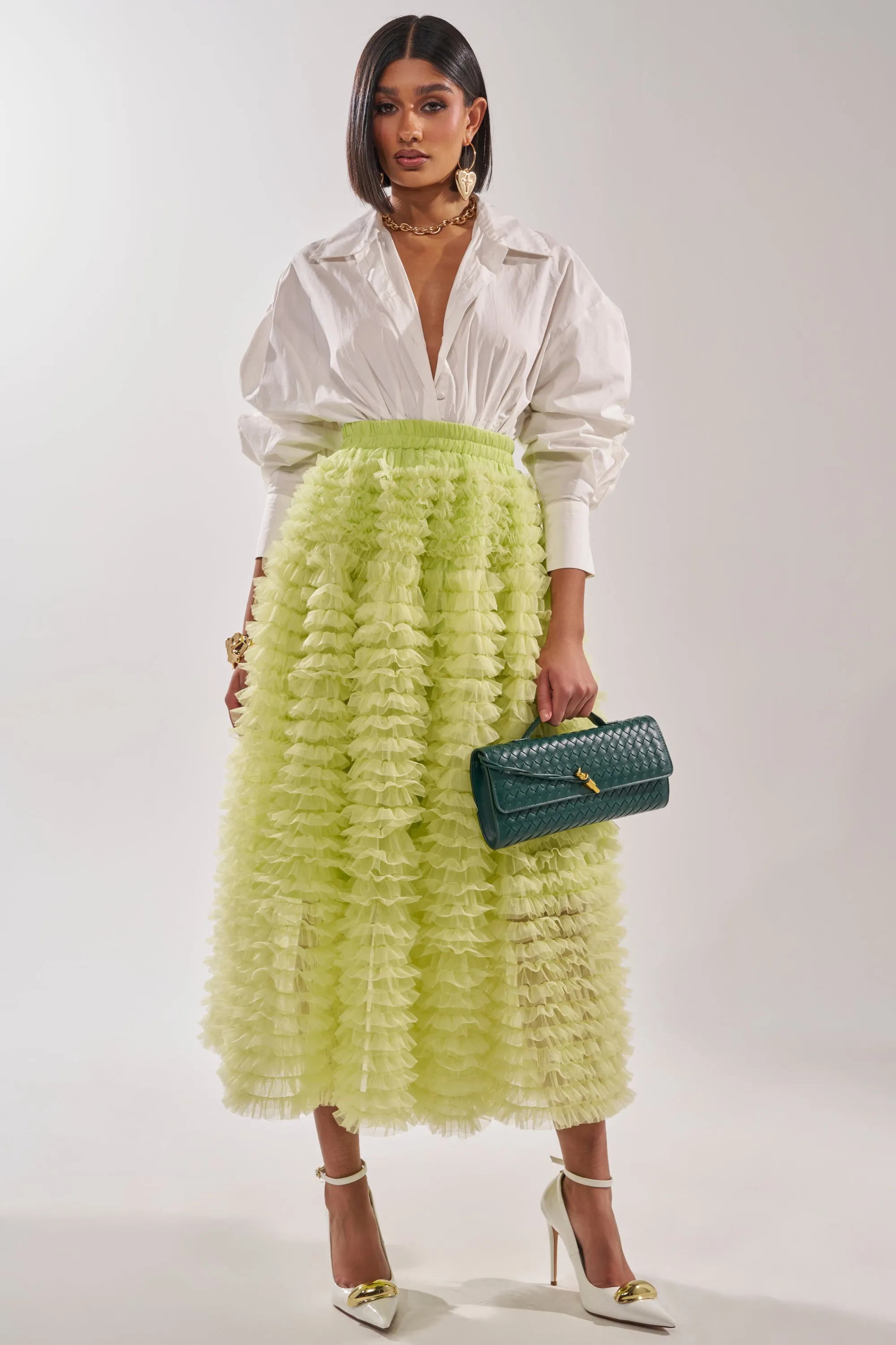 LOVE THE DRAMA MESH MAXI SKIRT sold by AKIRA