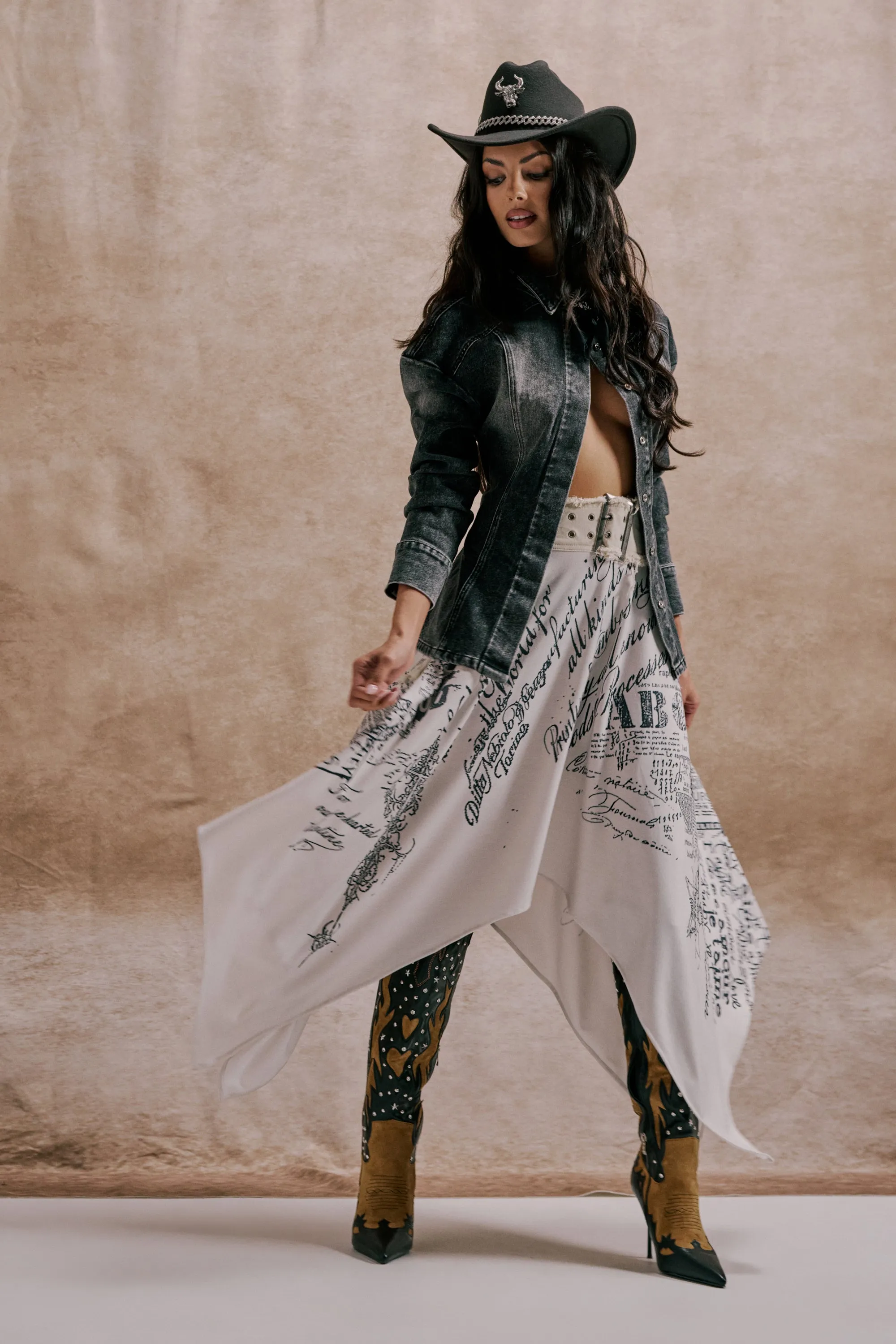 READ ME MIDI SKIRT sold by AKIRA