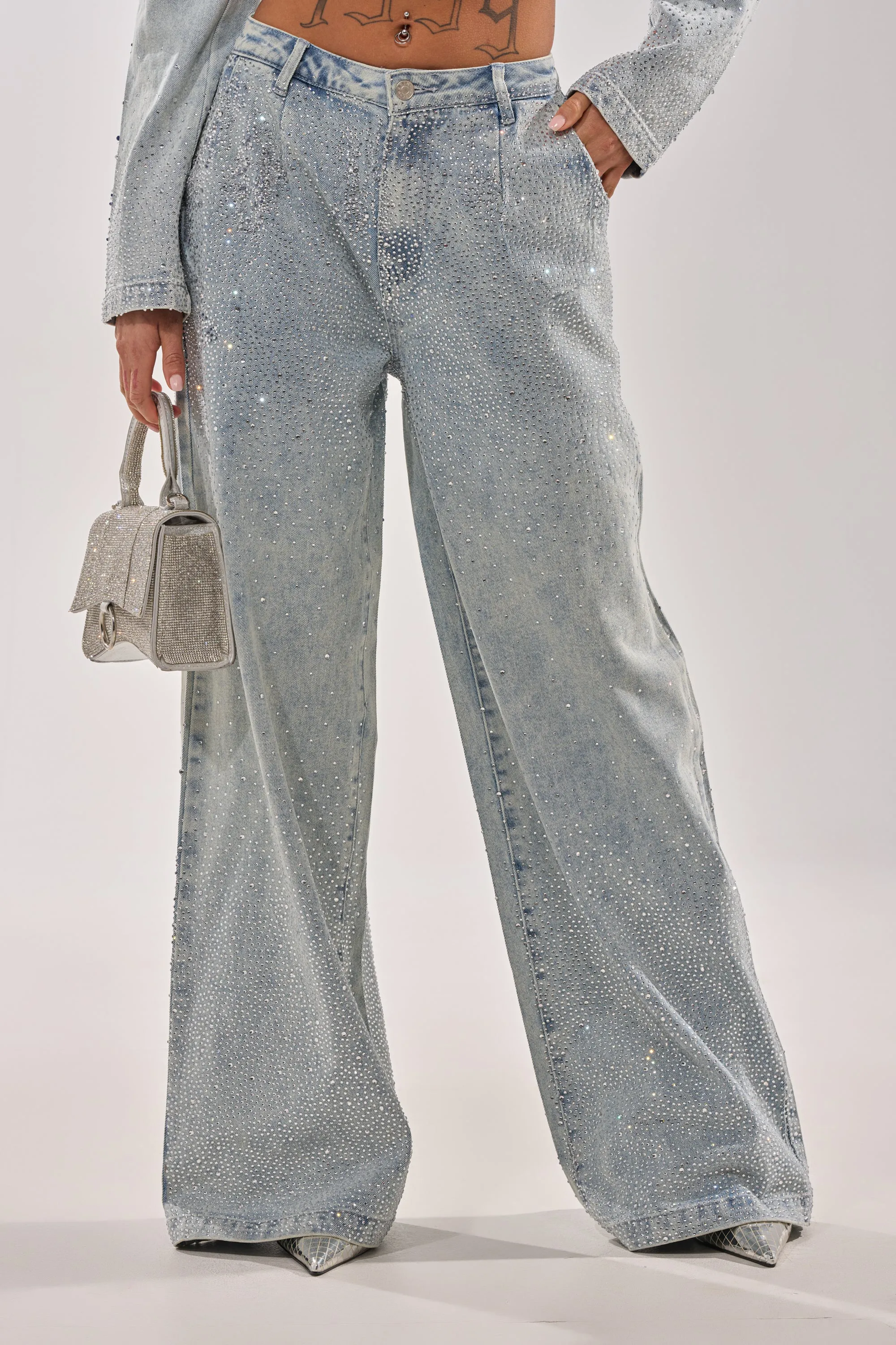 LIGHTS OUT RHINESTONE WIDE LEG DENIM sold by AKIRA product image thumbnail 3