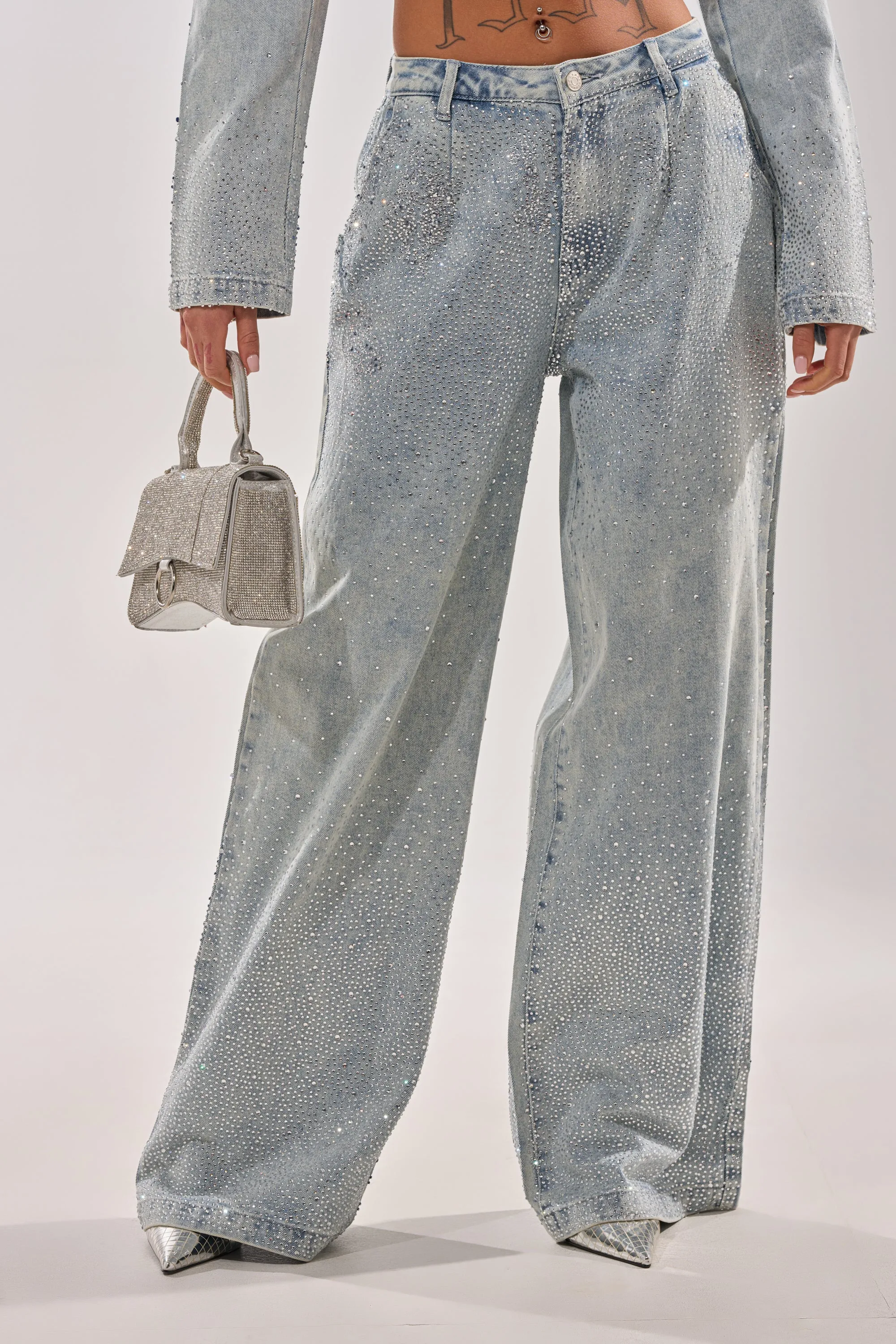 LIGHTS OUT RHINESTONE WIDE LEG DENIM sold by AKIRA product image thumbnail 2