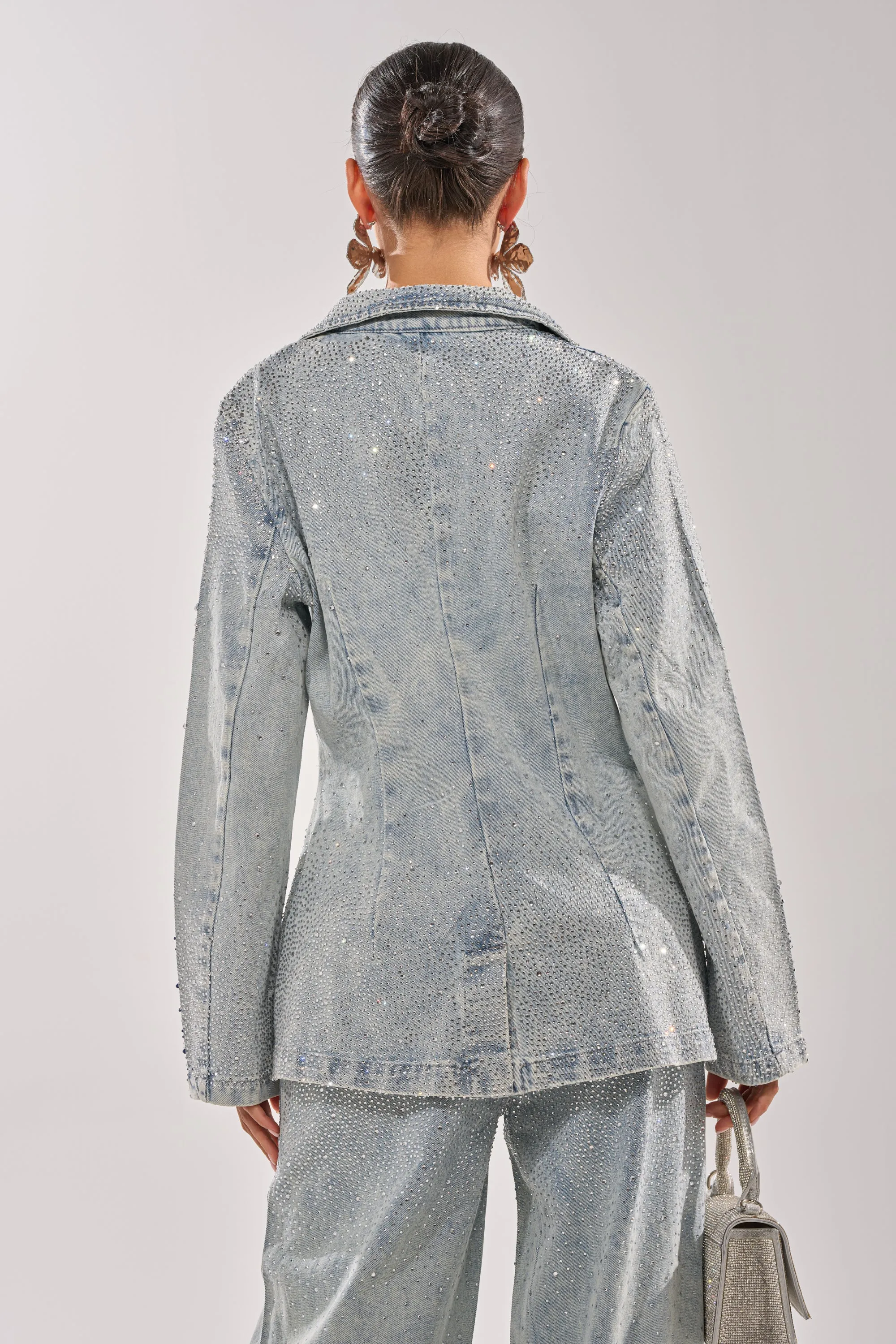 LIGHTS OUT RHINESTONE DENIM BLAZER sold by AKIRA product image thumbnail 5