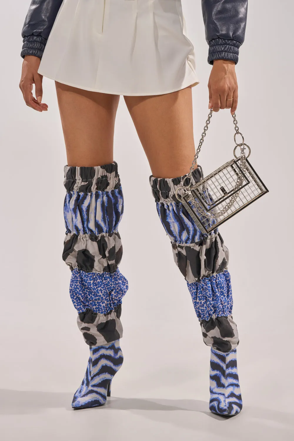 AKIRA GOLD ELODIE BLUE MULTI PATCHWORK BOOT sold by AKIRA product image thumbnail 3