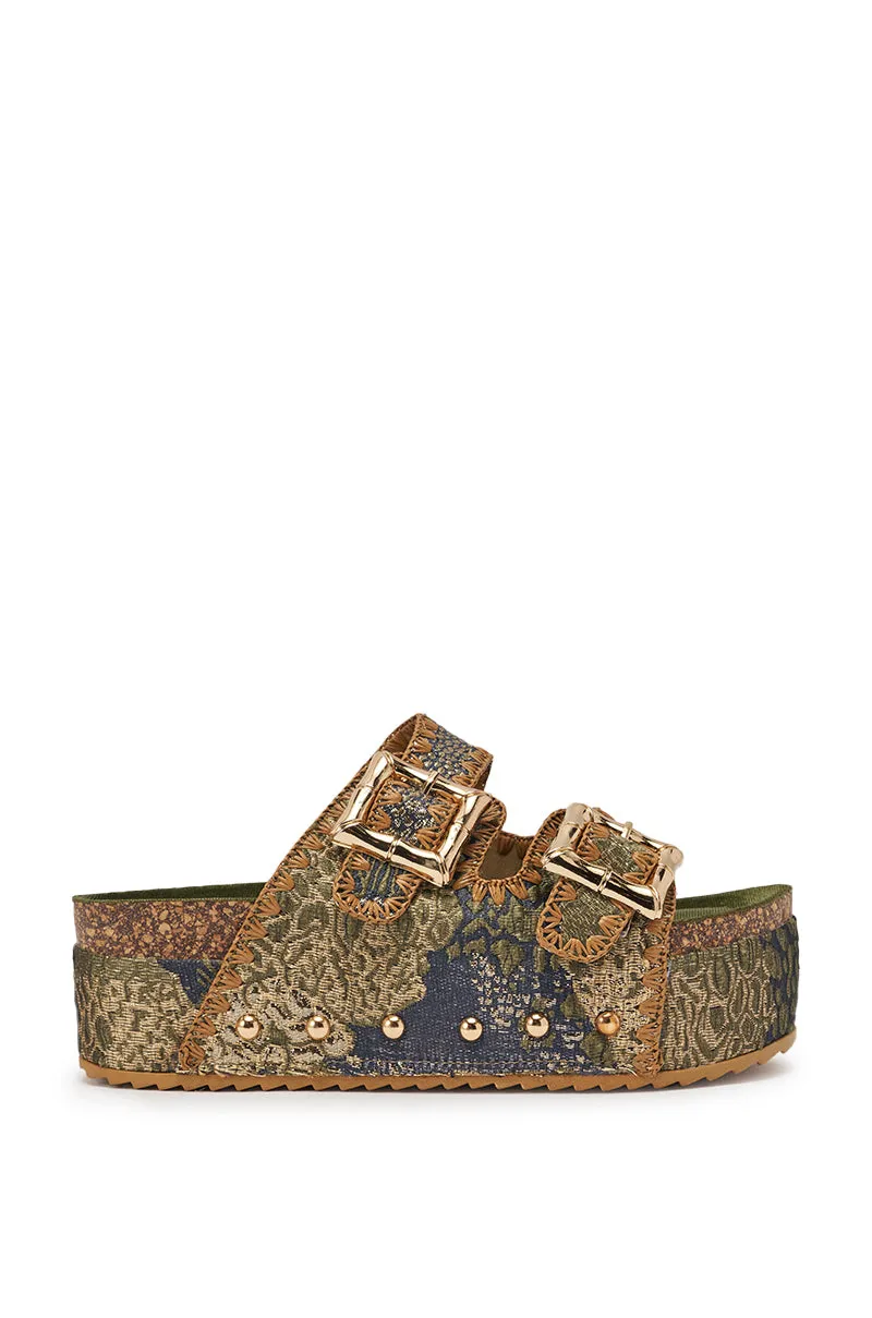 AZALEA WANG JAINNA GREEN VELVET FLATFORM SANDAL sold by AKIRA product image thumbnail 4