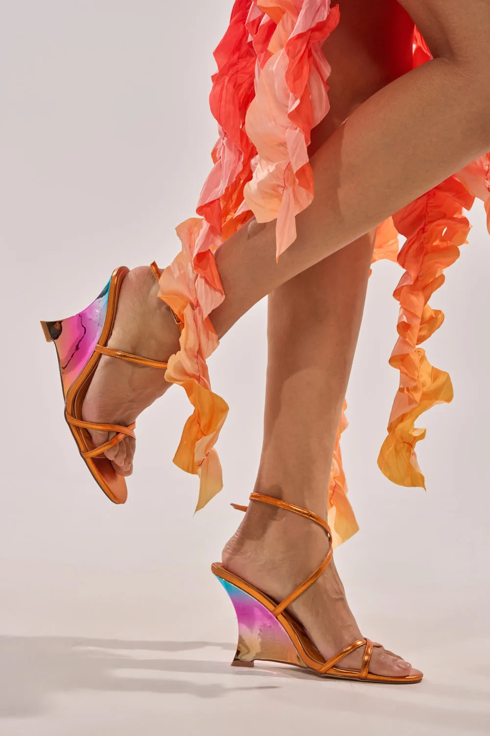 AKIRA GOLD FINGA CHROME WEDGE STRAP SANDAL sold by AKIRA product image thumbnail 3