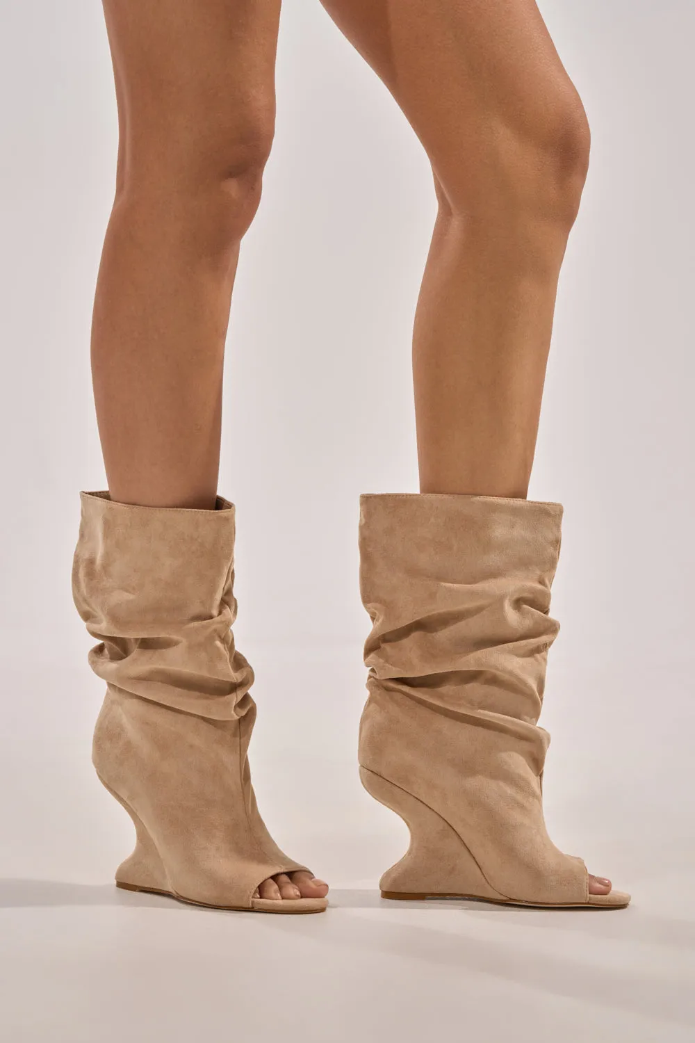 AZALEA WANG MARIN NUDE FAUX SUEDE WEDGE BOOTIE sold by AKIRA product image thumbnail 3