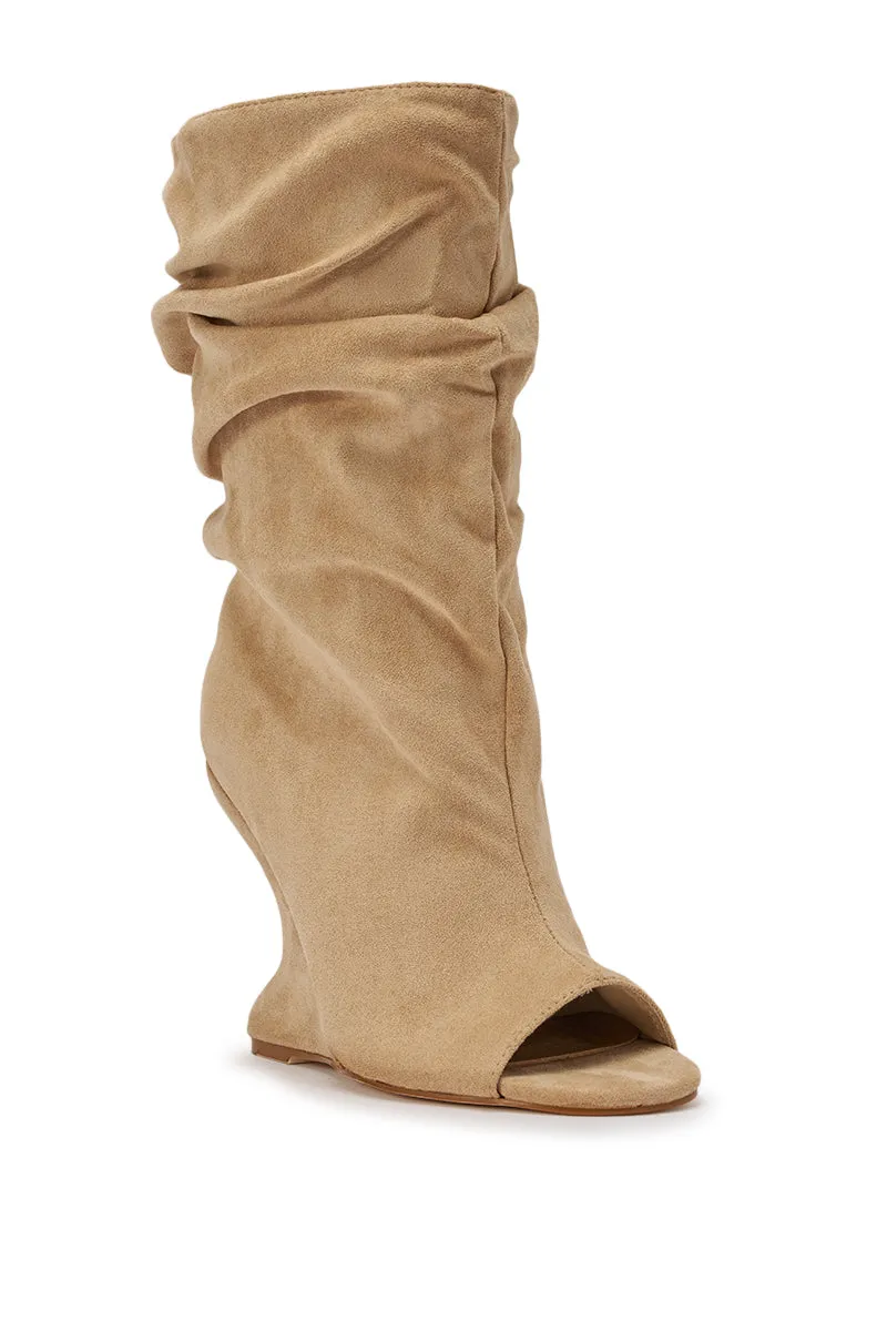 AZALEA WANG MARIN NUDE FAUX SUEDE WEDGE BOOTIE sold by AKIRA product image thumbnail 5