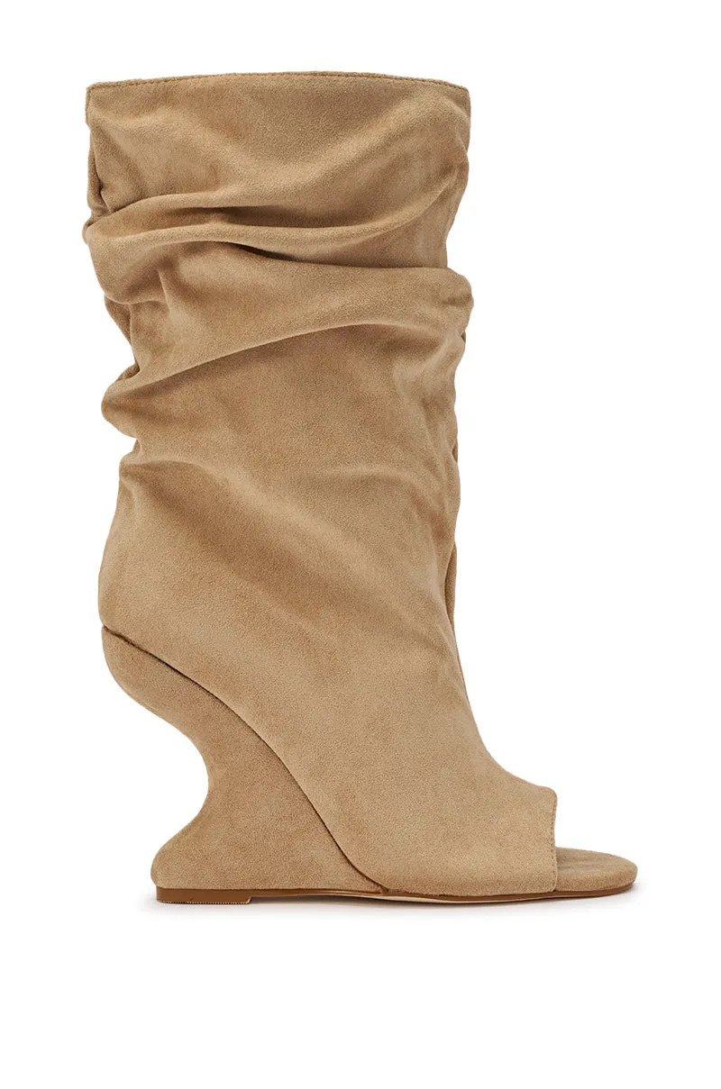 AZALEA WANG MARIN NUDE FAUX SUEDE WEDGE BOOTIE sold by AKIRA product image thumbnail 4