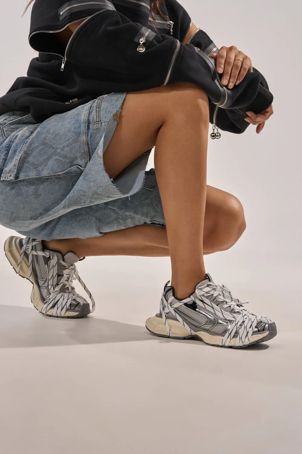 AZALEA WANG SAMURAI GREY MULTI CHUNKY SNEAKER sold by AKIRA