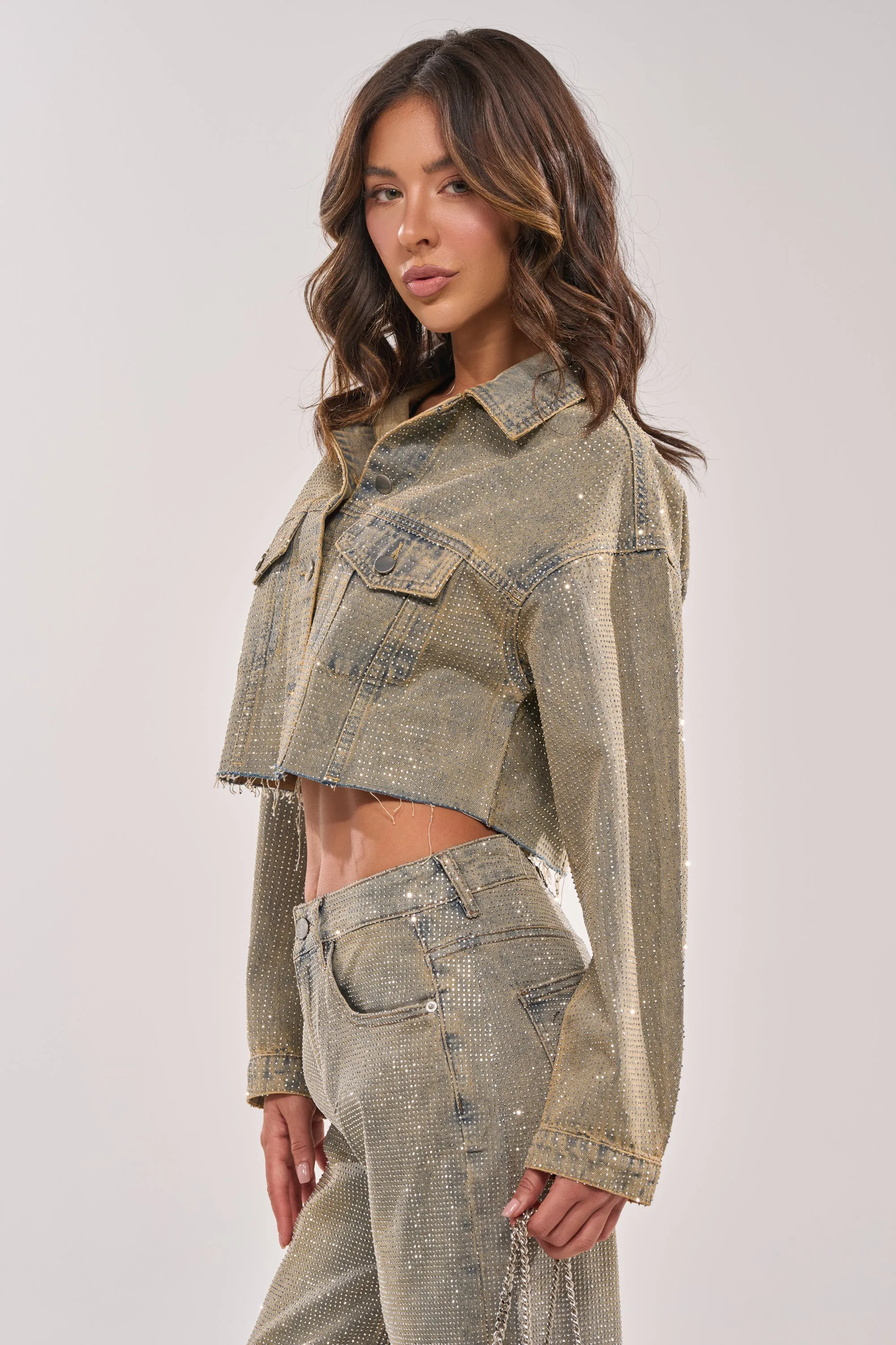 DEMI EMBELLISHED DENIM JACKET sold by AKIRA product image thumbnail 5