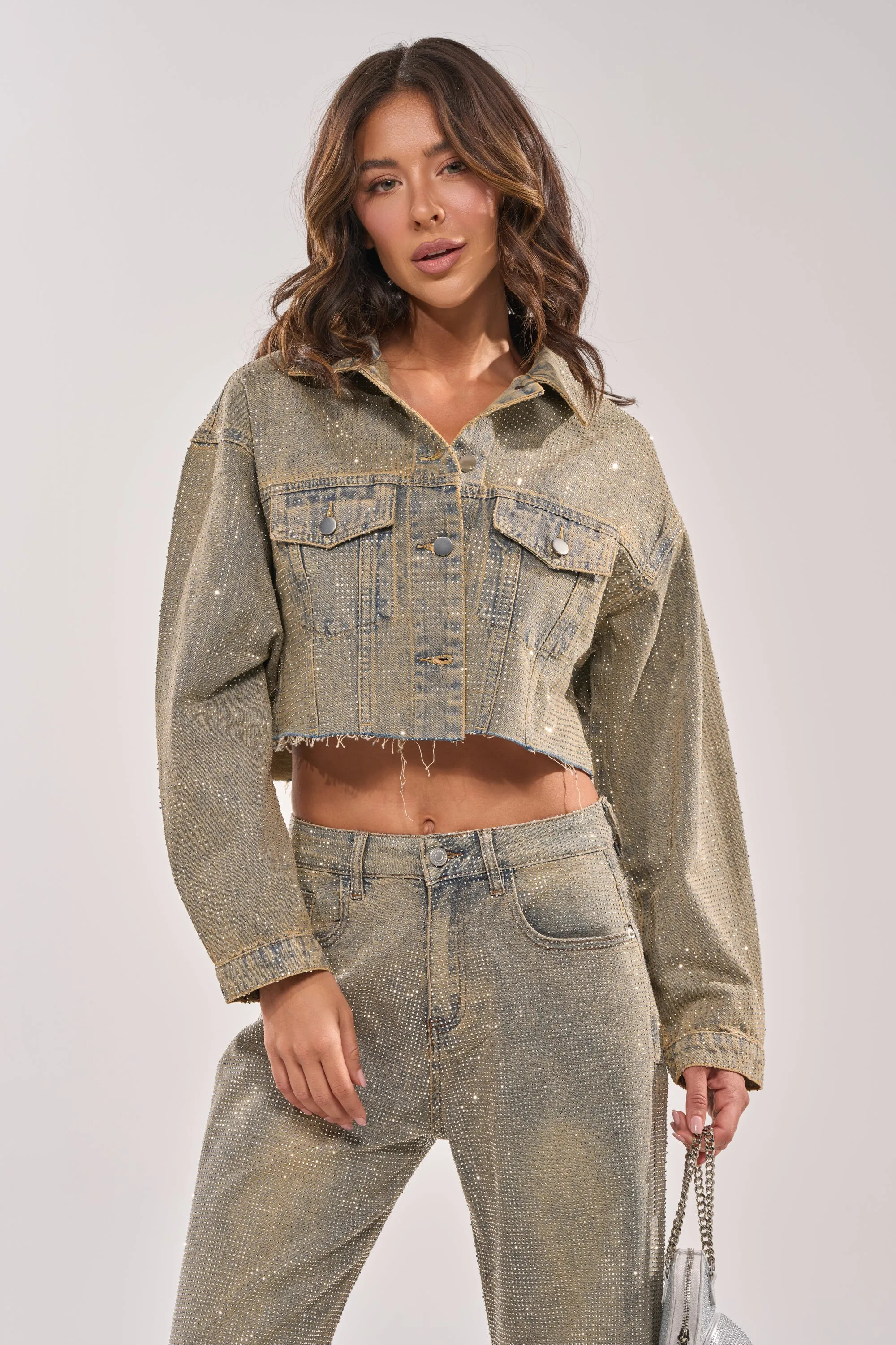 DEMI EMBELLISHED DENIM JACKET sold by AKIRA product image thumbnail 3