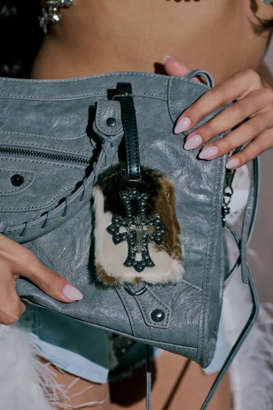 HIGH STANDARDS FAUX FUR LUGGAGE TAG sold by AKIRA