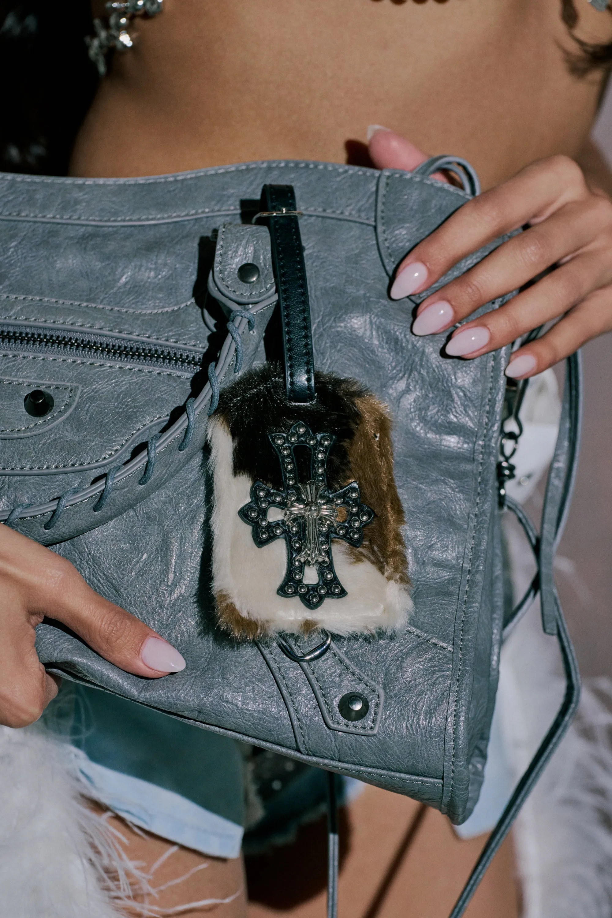 HIGH STANDARDS FAUX FUR LUGGAGE TAG sold by AKIRA