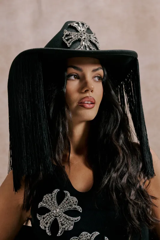 CALL MY HATERS FINGE BRIM HAT sold by AKIRA