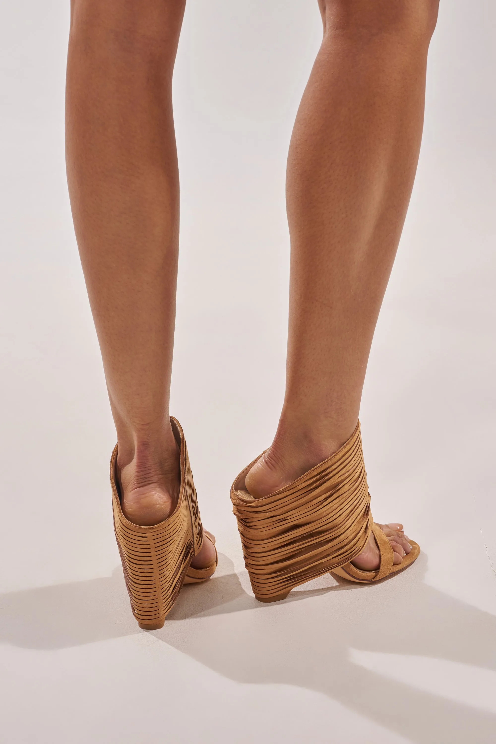 AZALEA WANG DREIA CAMEL FRINGE WEDGE SANDAL sold by AKIRA product image thumbnail 4