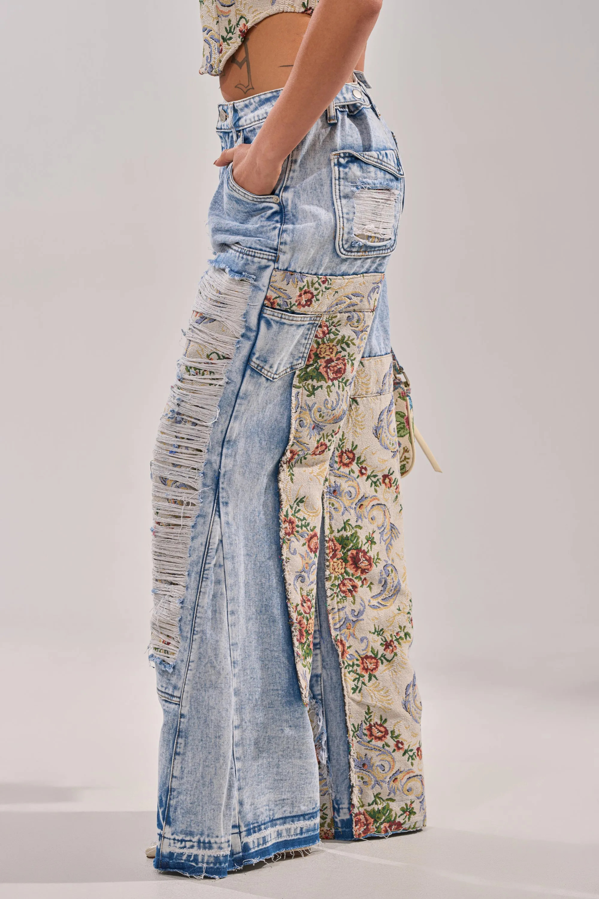 LANA DISTRESSED JEANS WITH JACQUARD DETAIL sold by AKIRA product image thumbnail 4