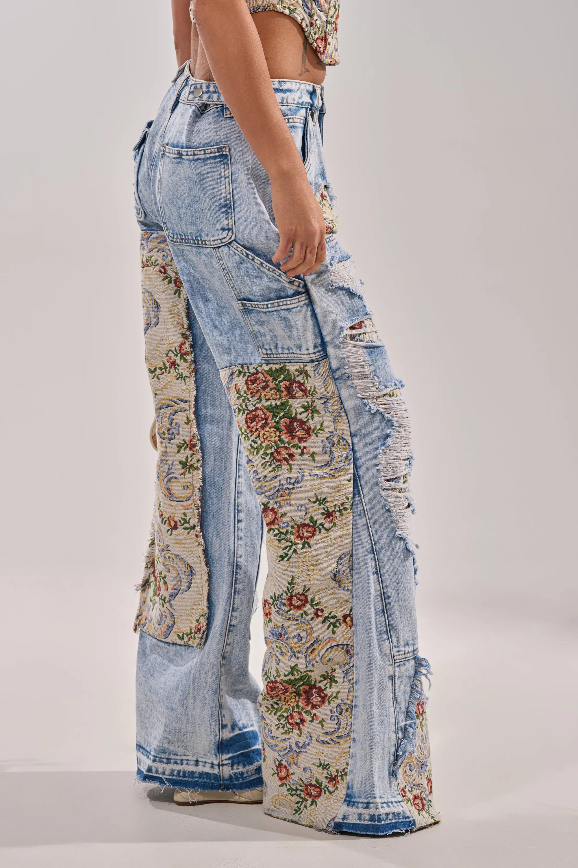 LANA DISTRESSED JEANS WITH JACQUARD DETAIL sold by AKIRA product image thumbnail 3