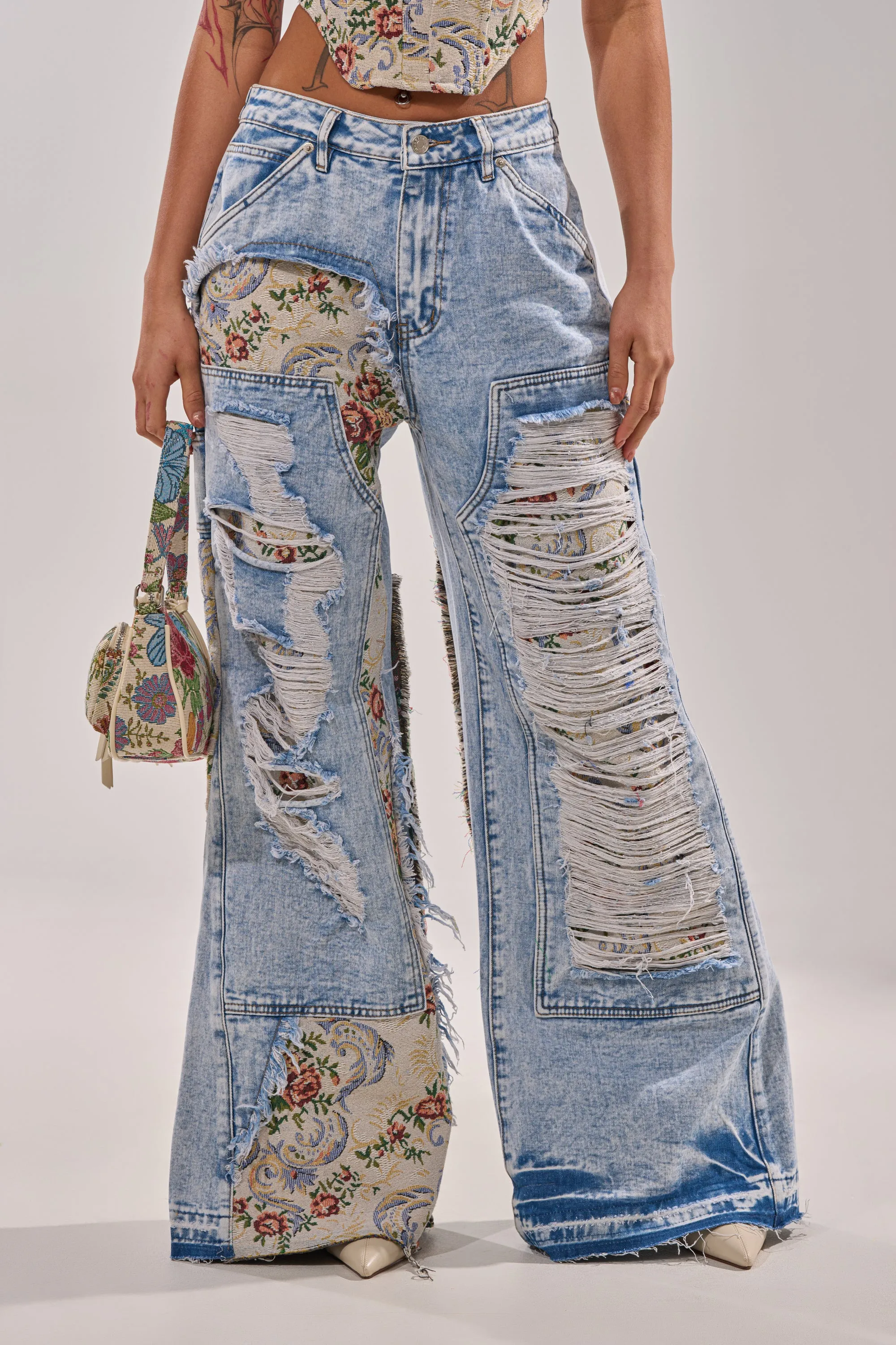 LANA DISTRESSED JEANS WITH JACQUARD DETAIL sold by AKIRA product image thumbnail 2